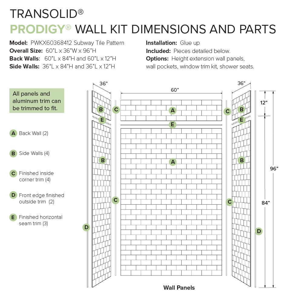 Transolid PWKX60368412-131 Shower-Wall-Surrounds - View #9