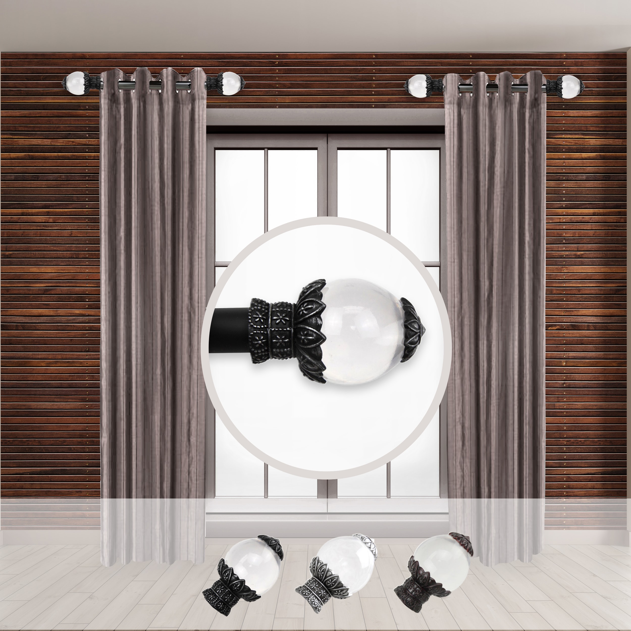 Hart & Harlow LO-SIDE100-11-2 Virginie 1-in 12-in to 20-in Black Steel with Finials