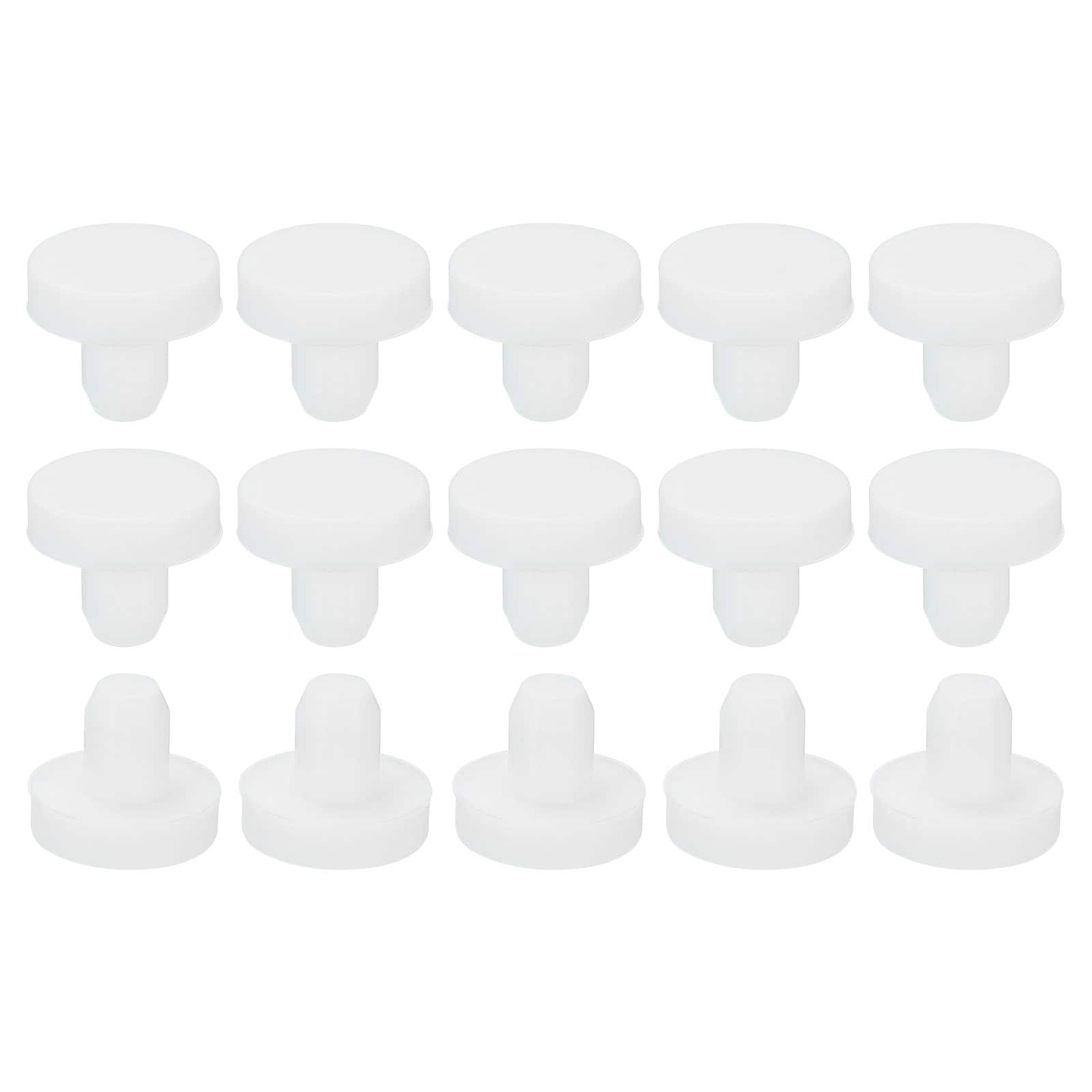 Unique Bargains - Silicone Rubber Solid Plug Soft Flexible Stopper for 5.5-6mm Hole White 15pcs