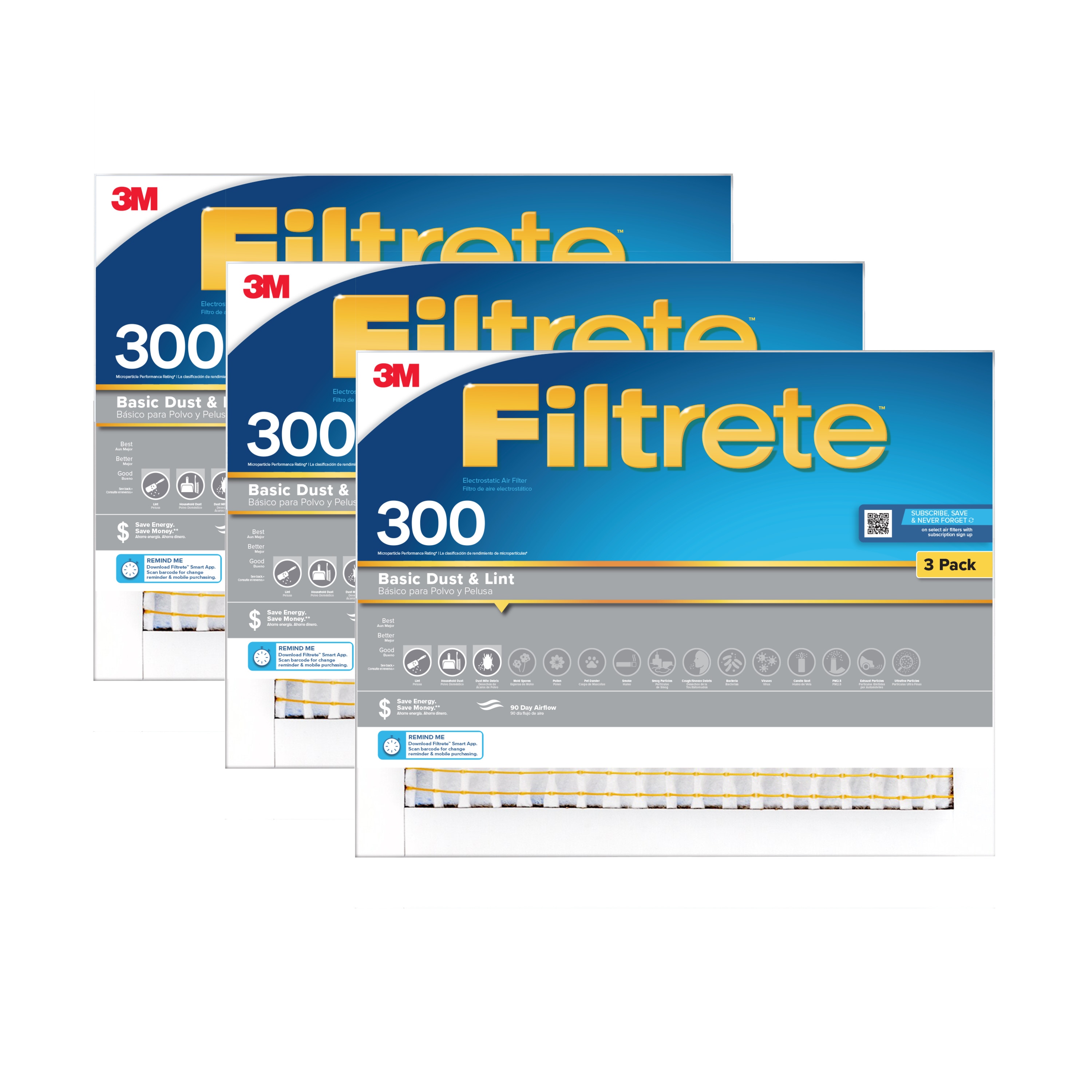 Filtrete 16x20x1, hot AC Furnace Air Filter, MPR 300, Clean Living Basic Dust, 6-Pac