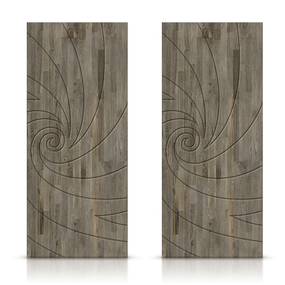 CALHOME CFJ231-96X36-GT(2) CFJ231 72-in x 96-in Weather Gray Textured Hollow core Stained Pine Wood Closet Sliding Door