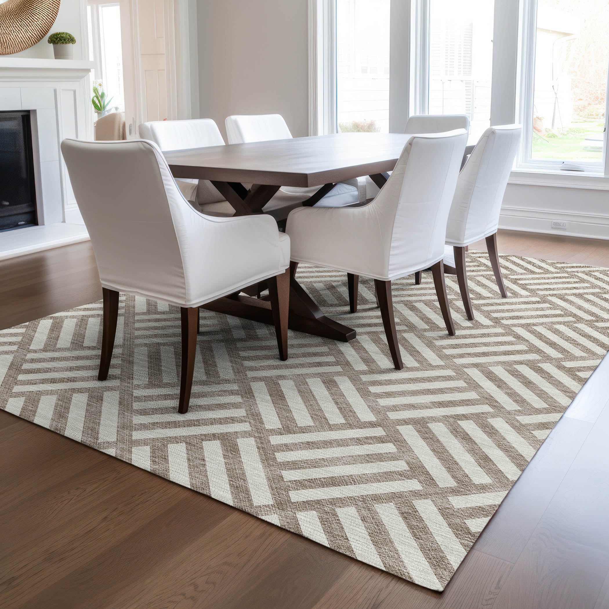 Addison Rugs ACN620TP8X10 Chantille ACN620TP 8 x 10 (ft) Polyester Taupe Rectangular Indoor/Outdoor Geometric Machine washable Area rug