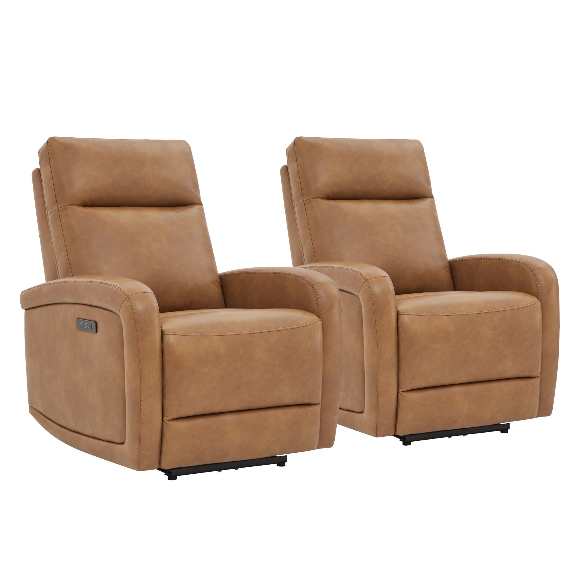 Circle 55 2-LWSME7A075B-CU6722 Camel Faux leather Upholstered Powered Reclining Recliner