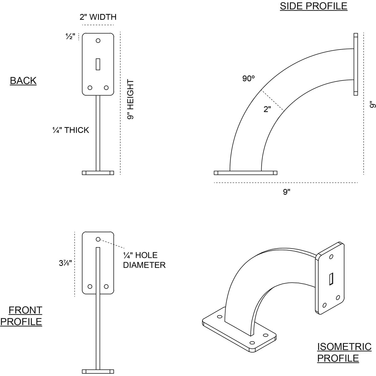 Ekena Millwork BKTM02X09X09BRAPG Mending-Plates-Brackets-Braces - View #2