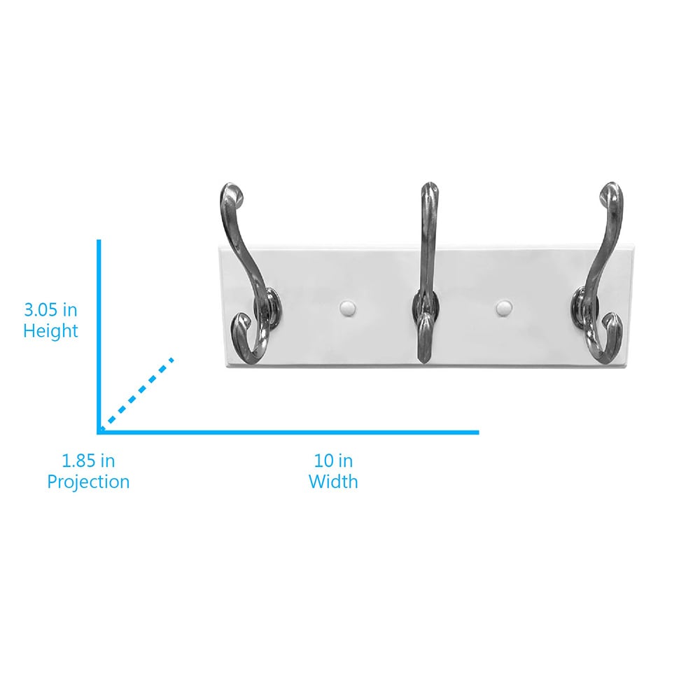 allen + roth 3-Hook 10.04-in x 3.05-in H White Rail and Satin Hooks  Decorative Wall Hook (25-lb Capacity) in the Decorative Wall Hooks  department at