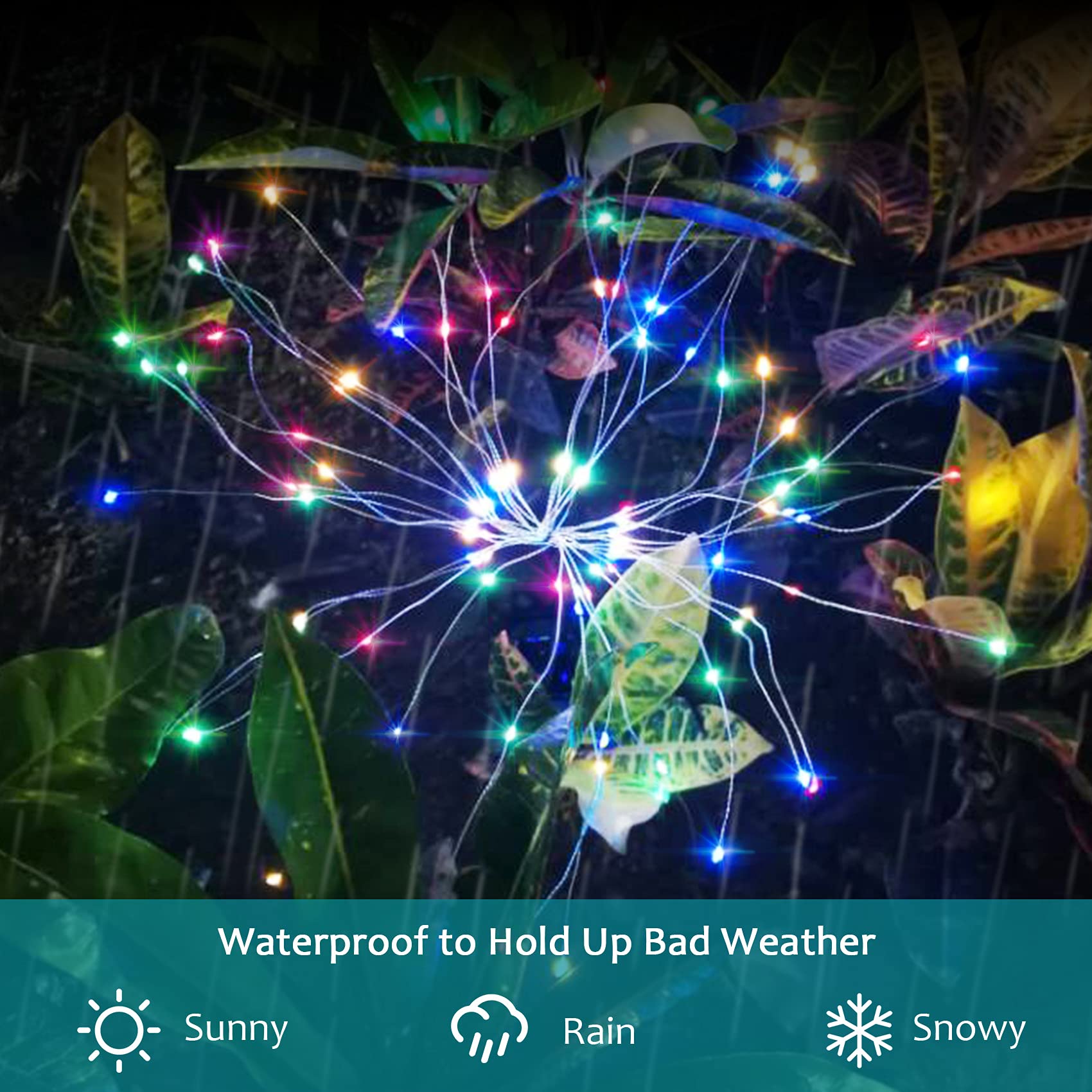 Adrinfly Solar Firework Lights 2 pack 120 LED Outdoor Waterproof Garden ...