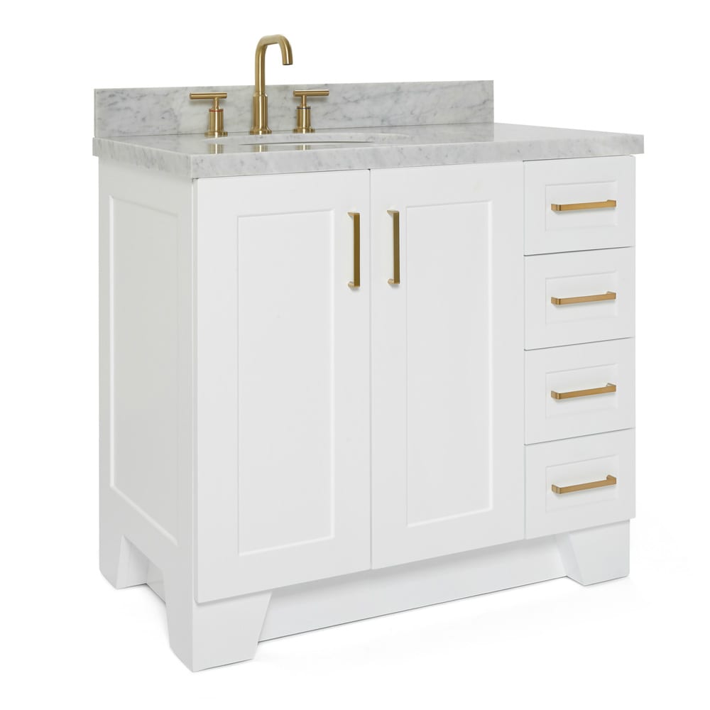 Taylor 37" White Marble Top Single Sink Vanity