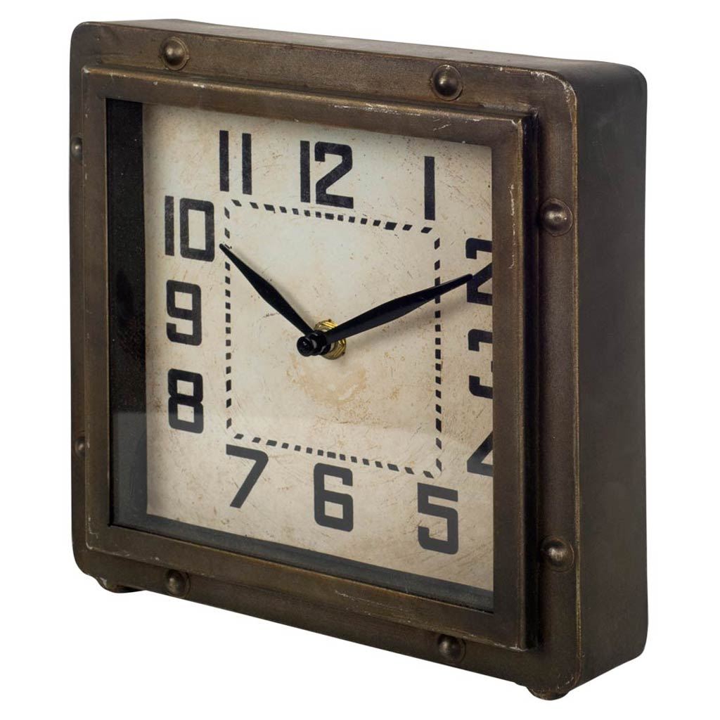 Mercana Ralph I Black Metal Square Table Clock