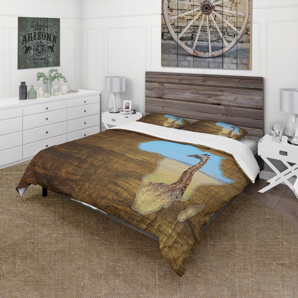 Designart BED12957-K 3-Piece Brown King Duvet Cover Set