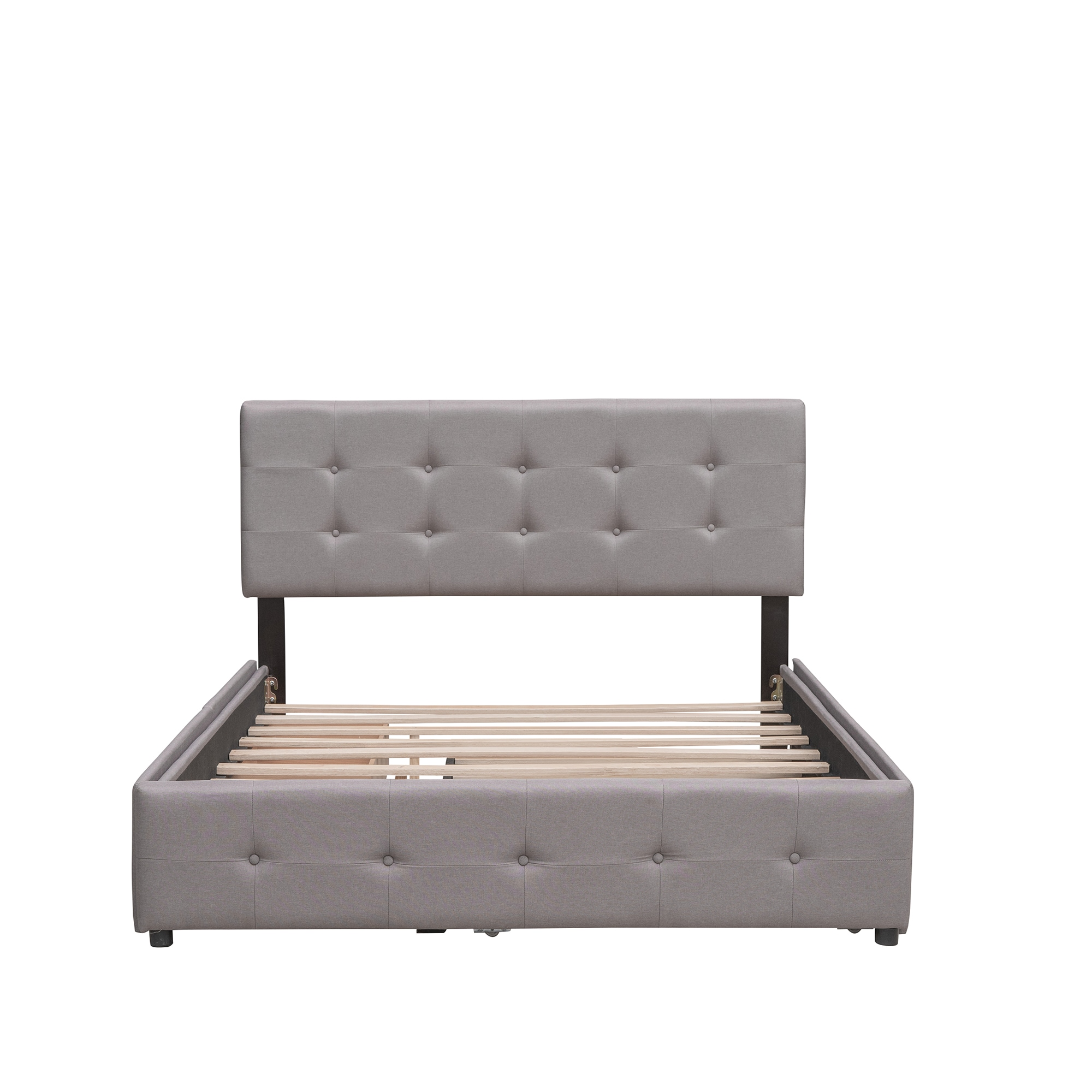 Qualler BLK000314N Light Gray Queen Upholstered Platform Bed with Storage