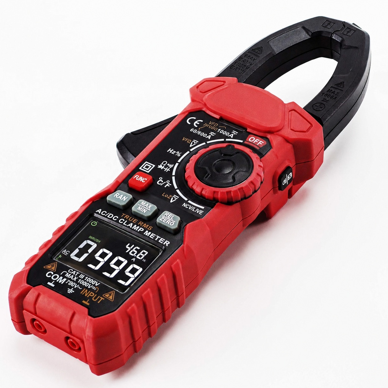 Etokfoks 1000 Volt 1000 Amp AC DC Digital Clamp Meter HT208D True RMS Measures Current Voltage Resistance Temperature Continuity #LETPY7V56