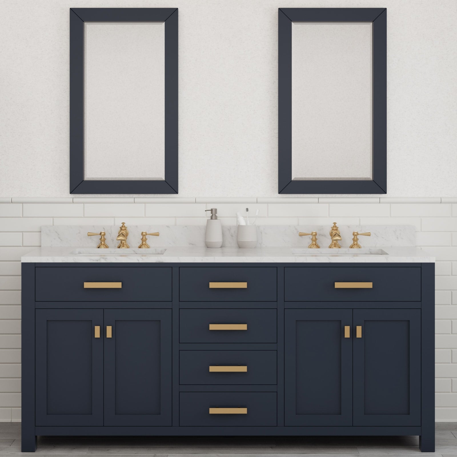 Water Creation VMI072CWMB00 Madison 72-in Monarch Blue Undermount Double sink Bathroom Vanity with Carrara white Natural marble Top
