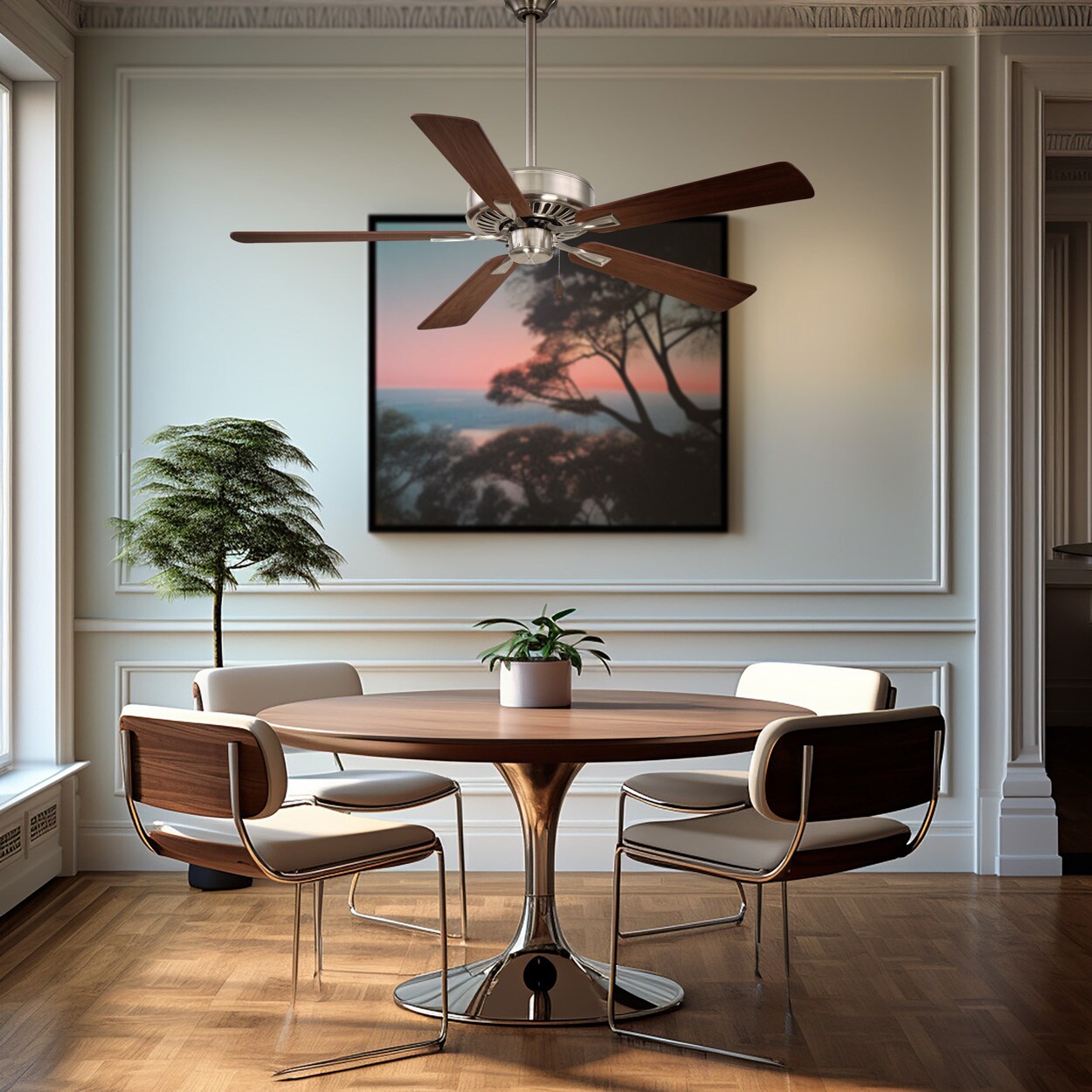 Minka Aire Contractor Plus 52-in Brushed Nickel with Medium Maple