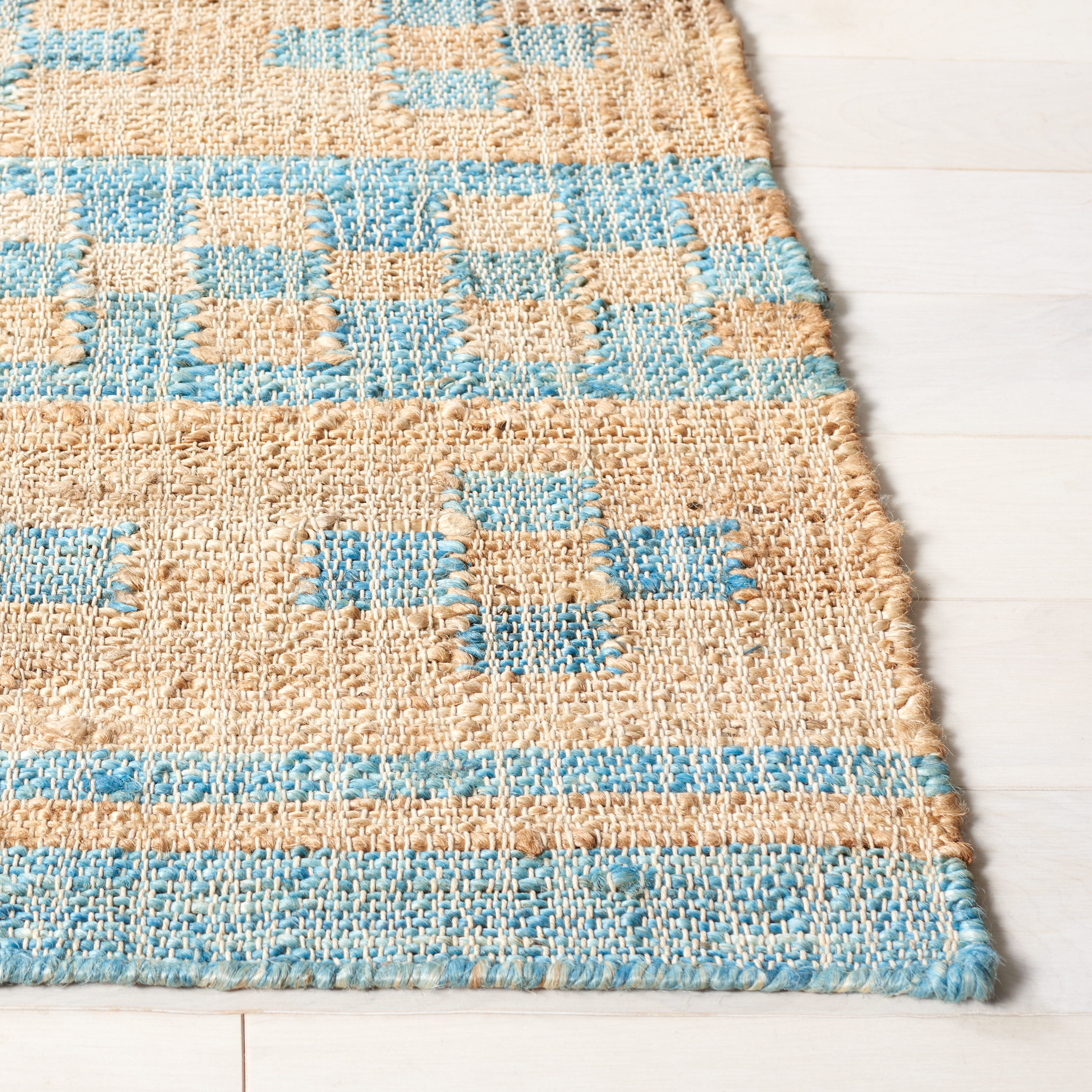 Handwoven Blue and Natural Tribal Flatweave Area Rug 5' x 8'