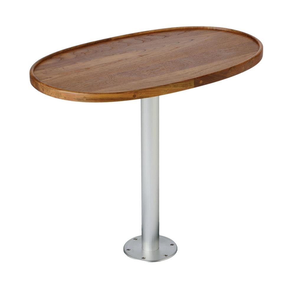 Garelick 75449 Stowable 2.25-in Pedestal System with Table Top- 30-in Height, 18-in x 30-in Table Top (Teak)