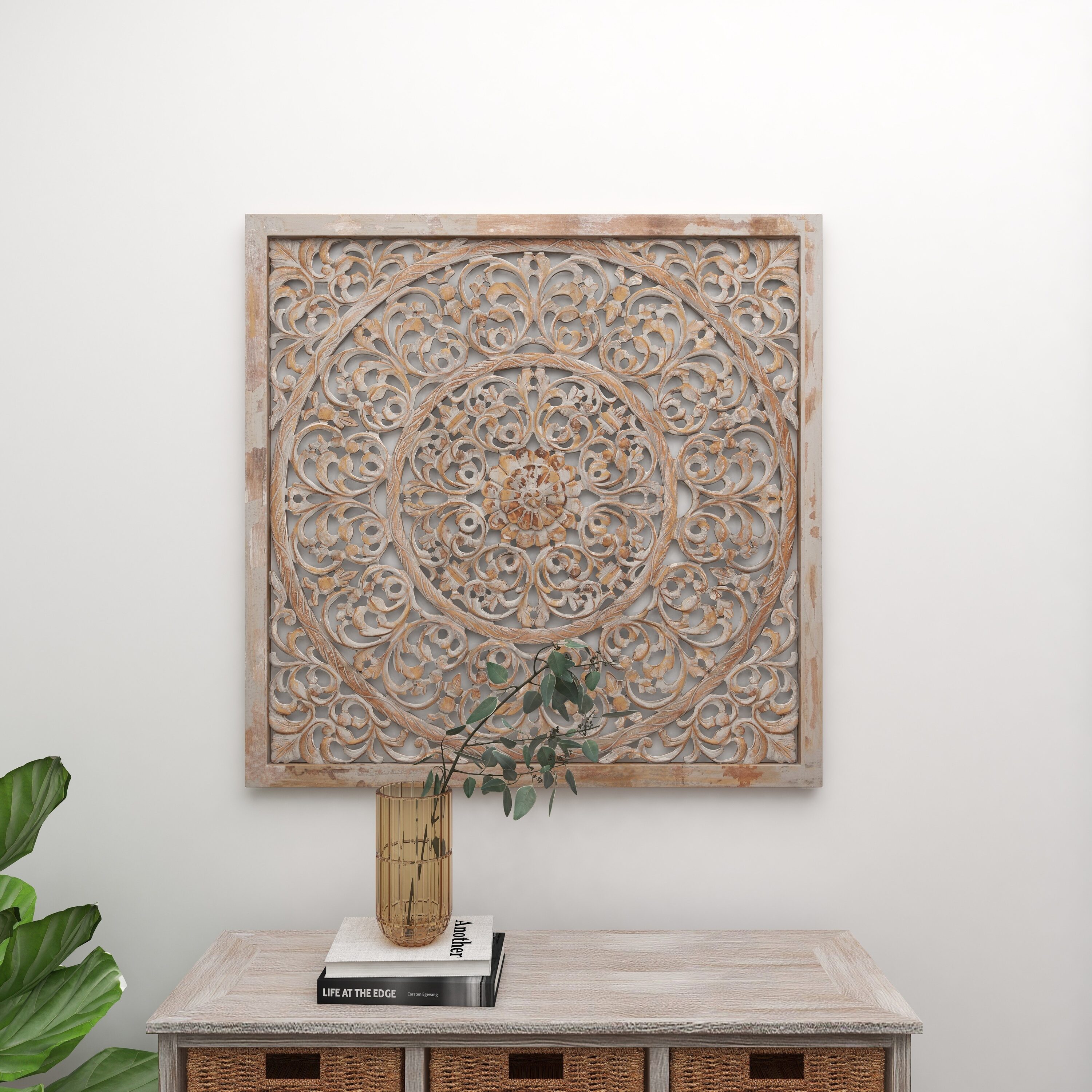 Grayson Lane 36-in W X 36-in H Wood Floral Wall Sculpture In The Wall 