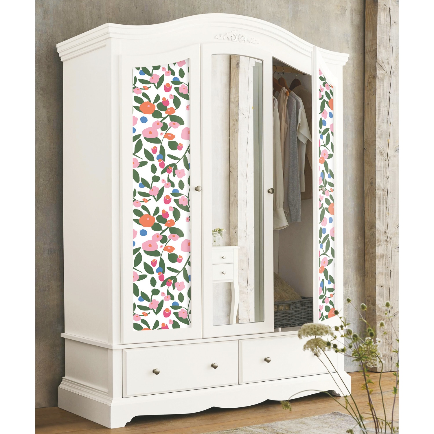 RoomMates RMK12166PLW 30.75-Sq. Feet Pink Vinyl Floral Self-adhesive Peel and Stick Wallpaper
