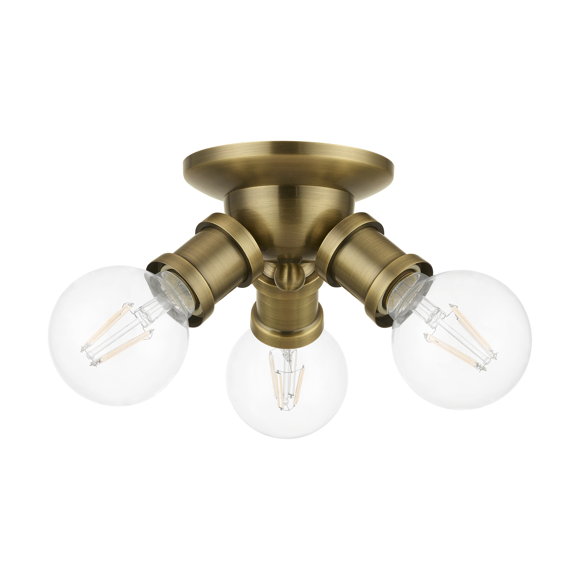 Lansdale Antique Brass 3-Light Transitional Flush Mount