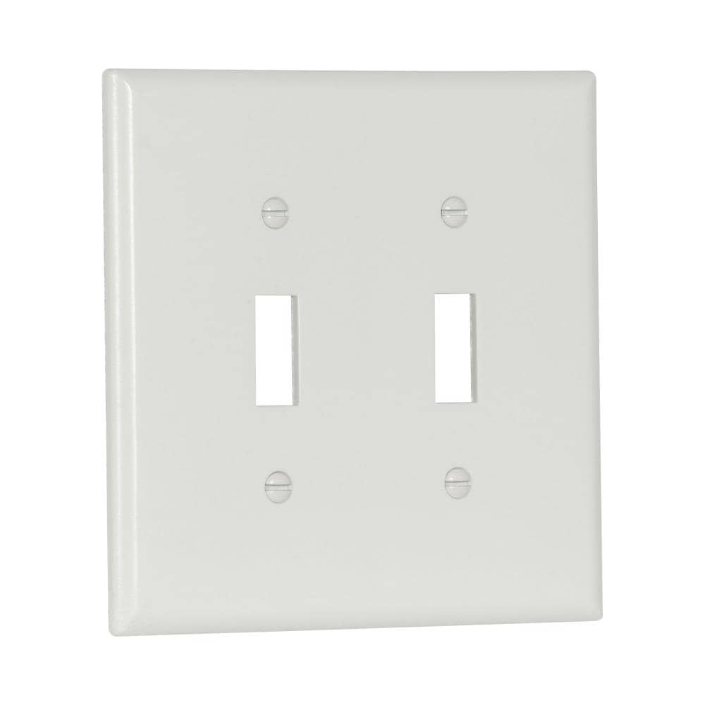 Eaton 2-gang Midsize White Plastic Indoor Toggle Wall Plate 2039w At 