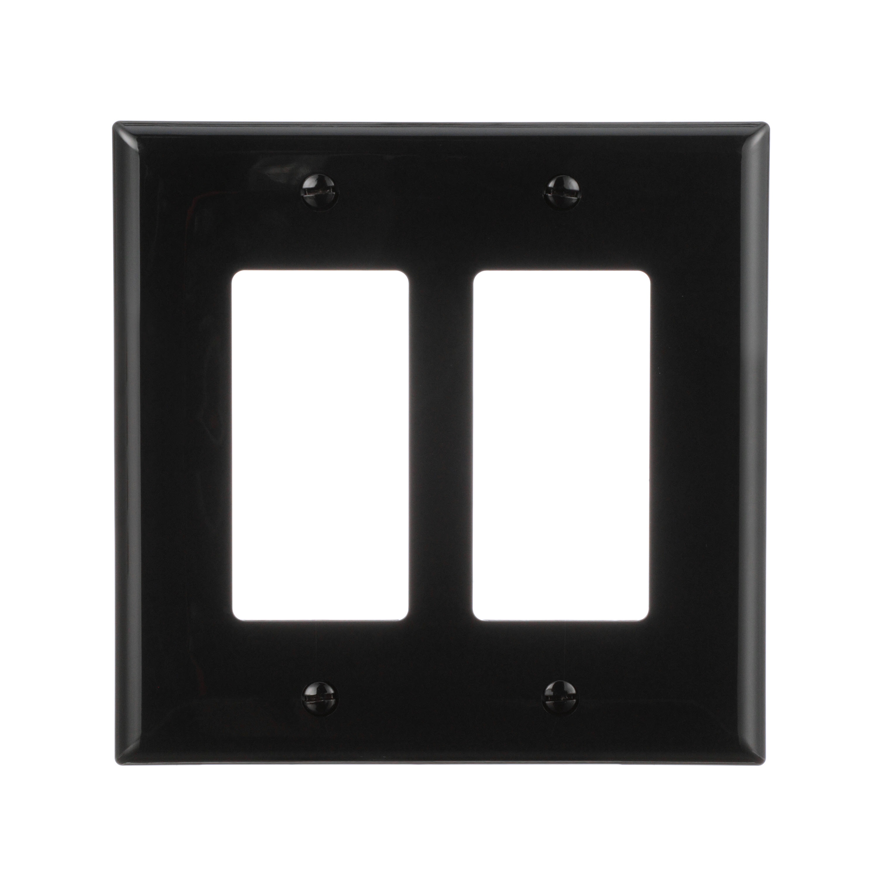 Eaton 2-Gang Midsize Black Polycarbonate Indoor Decorator Wall Plate in ...