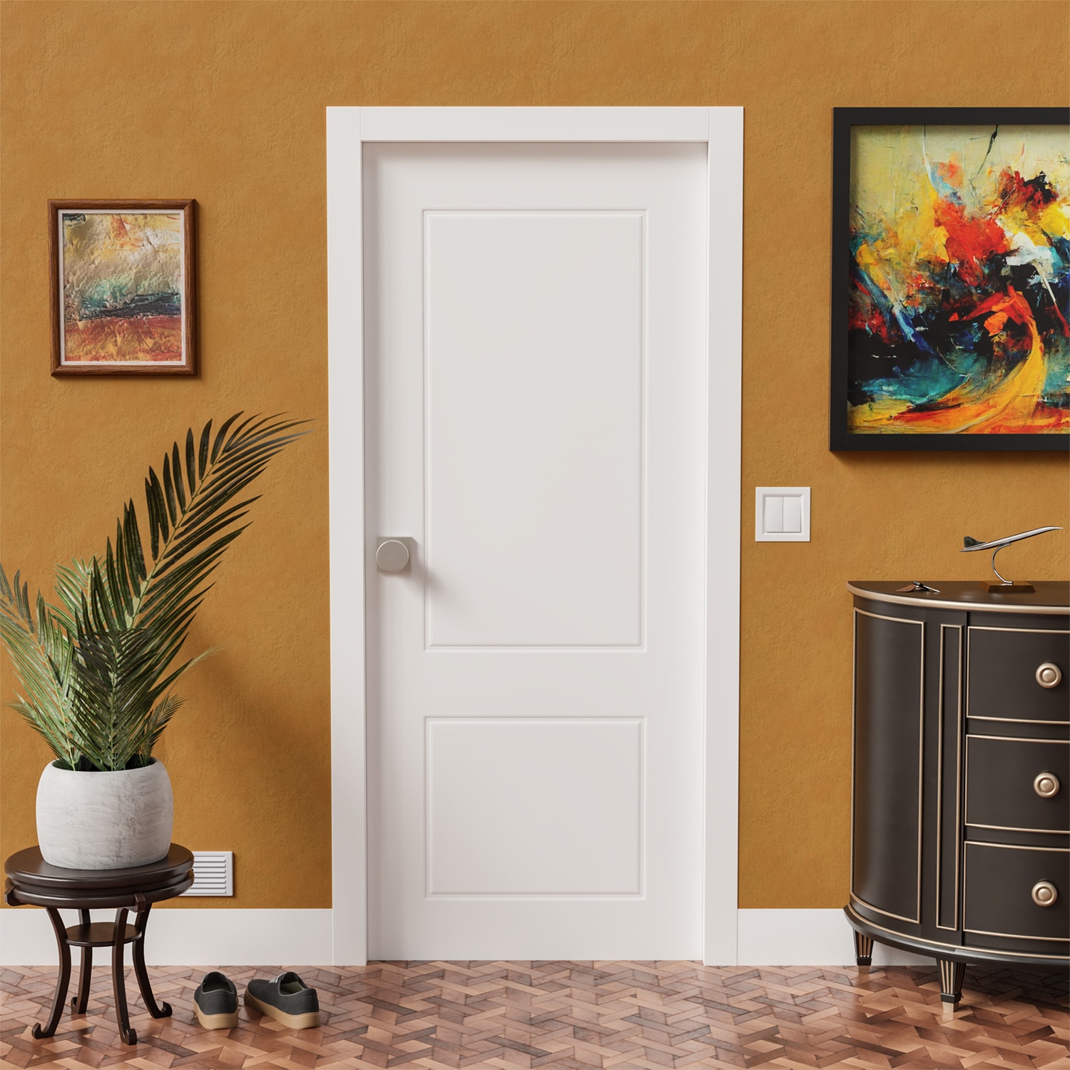 VILLAR HOME DESIGNS VHDID00007 18-in x 80-in White 2-panel square Smooth Hollow core Prefinished Pine Wood Slab Door
