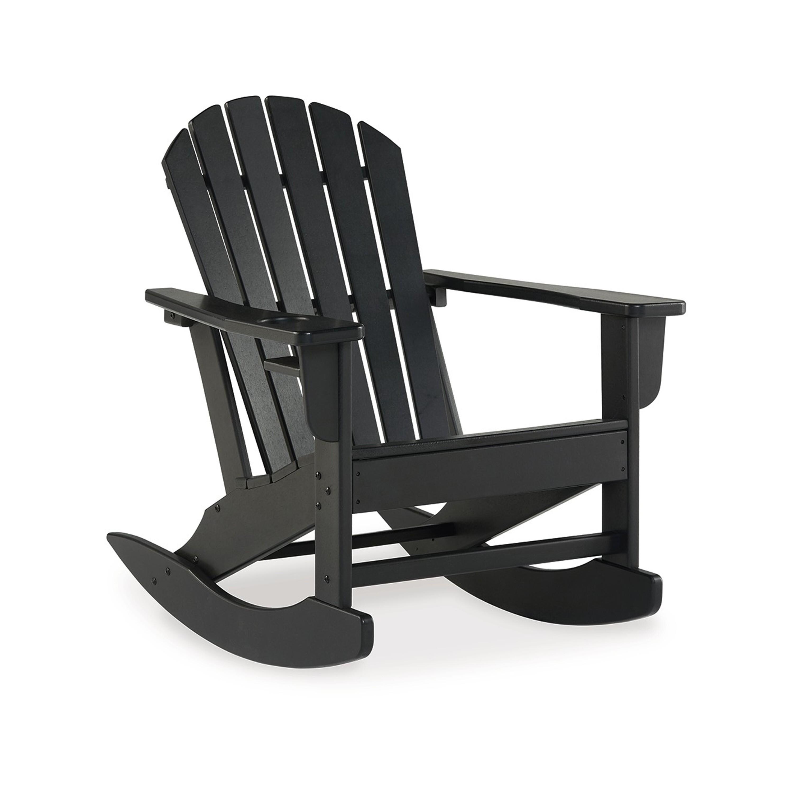 Benzara BM315948 Black Rocking Chair with Slat Seat