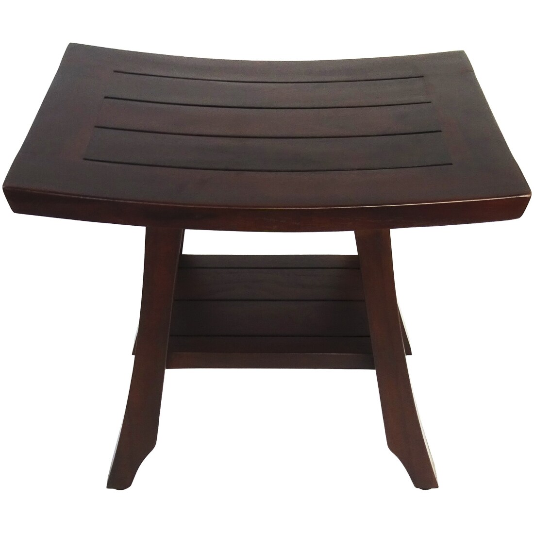 HomeRoots 4000376689 Compact Contemporary Teak Shower Stool in Brown Finish