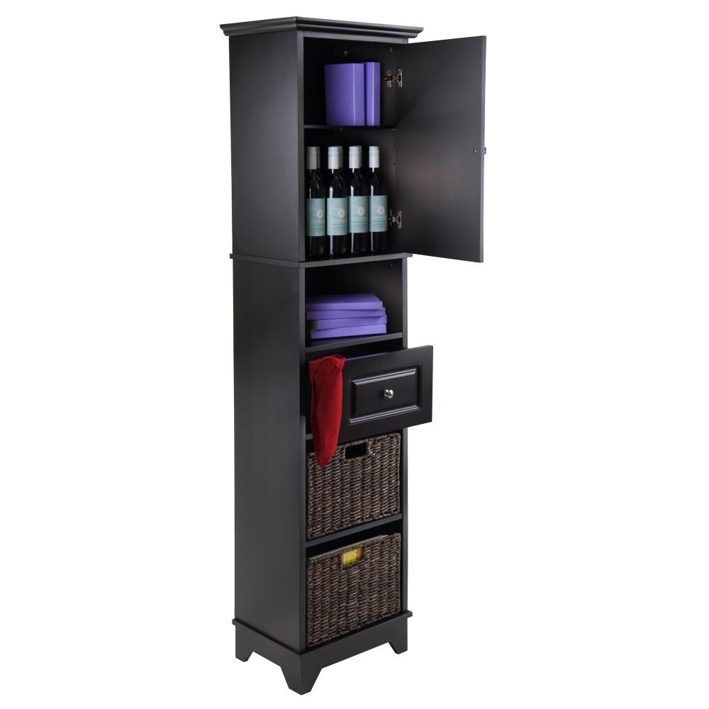 Winsome Wood Wyatt 18.11 in x 70.87 in x 12.99 in Black Freestanding Linen Cabinet at Lowes