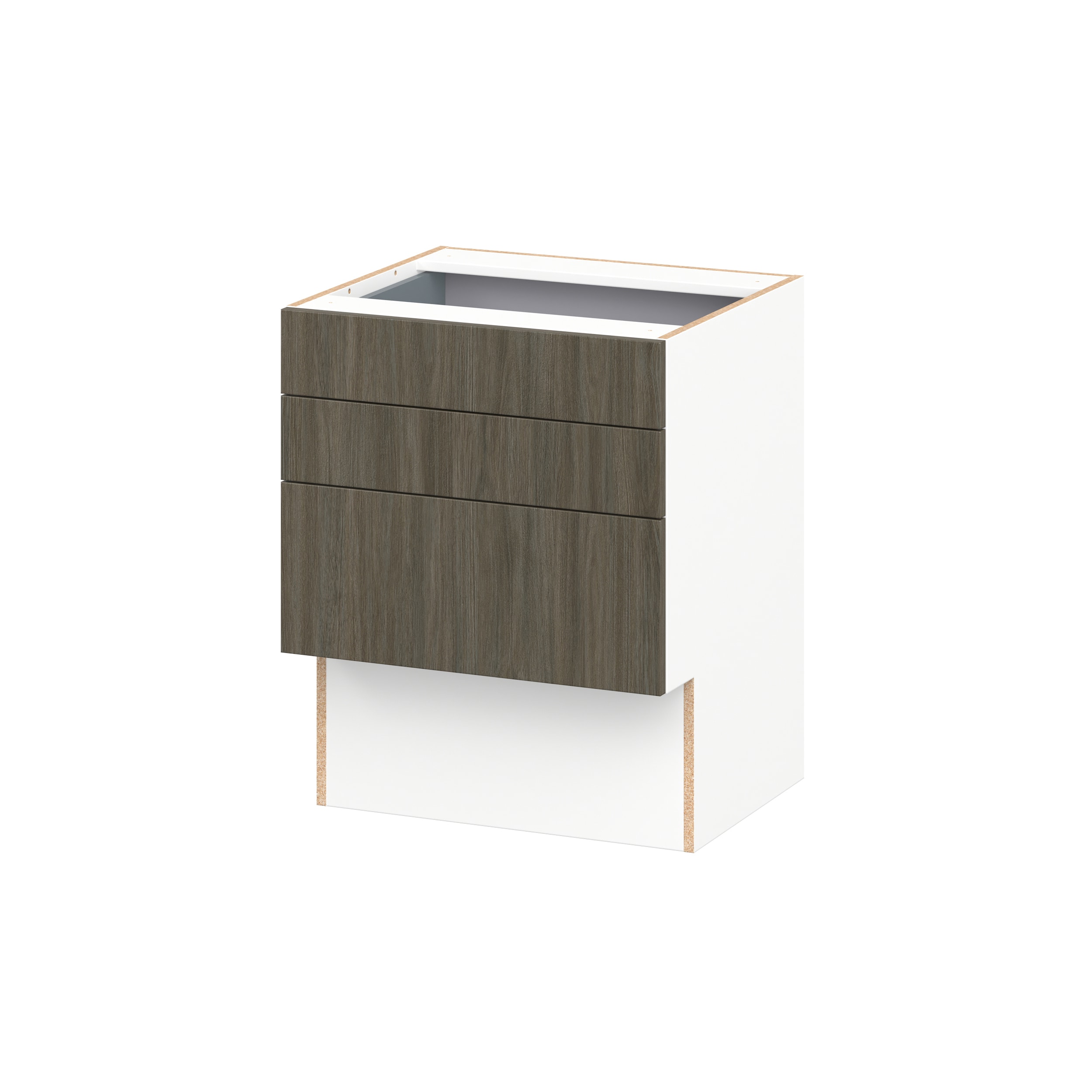 Hugo&Borg DSV3D24ADA-SA Savane 24-in W x 30-in H x 21.83-in D Brunt Walnut 3 -Drawers Drawer Base Fully assembled Cabinet Flat Panel Slab