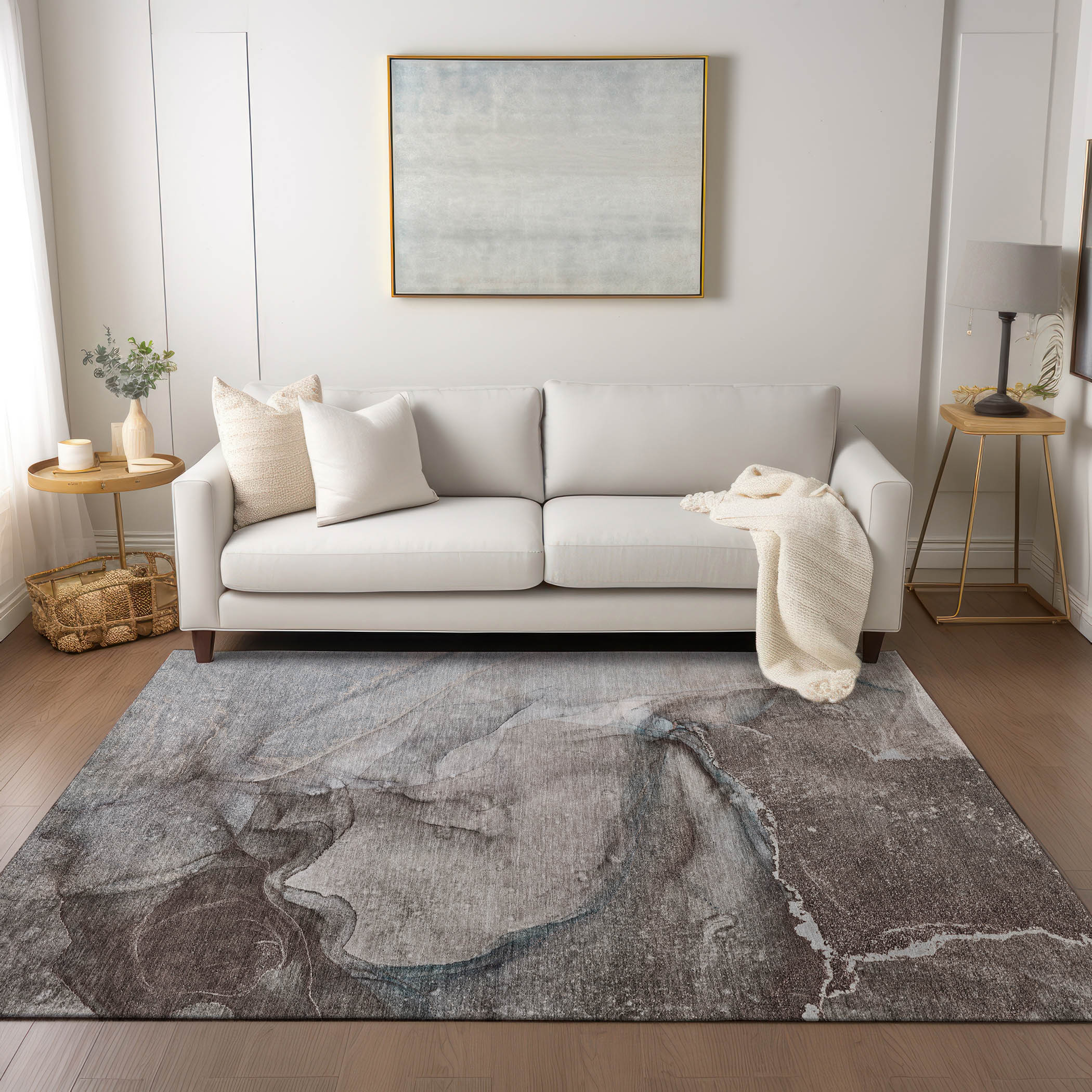 Addison Rugs ACN524TP9X12 Chantille ACN524TP 9 x 12 (ft) Polyester Taupe Rectangular Indoor/Outdoor Abstract Machine washable Area rug