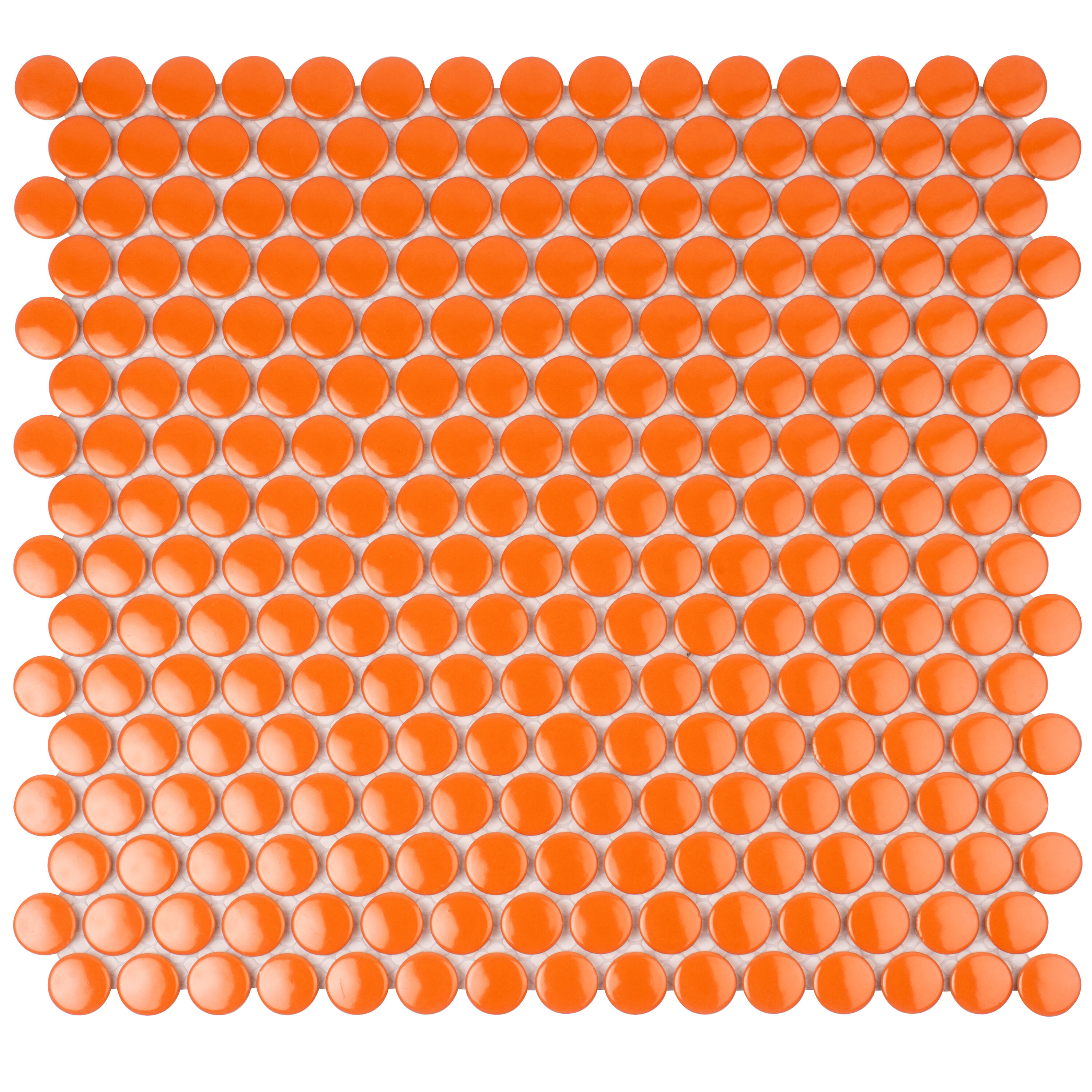 Apollo Tile ORB88013ORGA Cirkel Orange 12-in x 12-in Glossy Porcelain Patterned Penny Mosaic Floor and Wall Tile (9.87-sq. ft/ Carton)