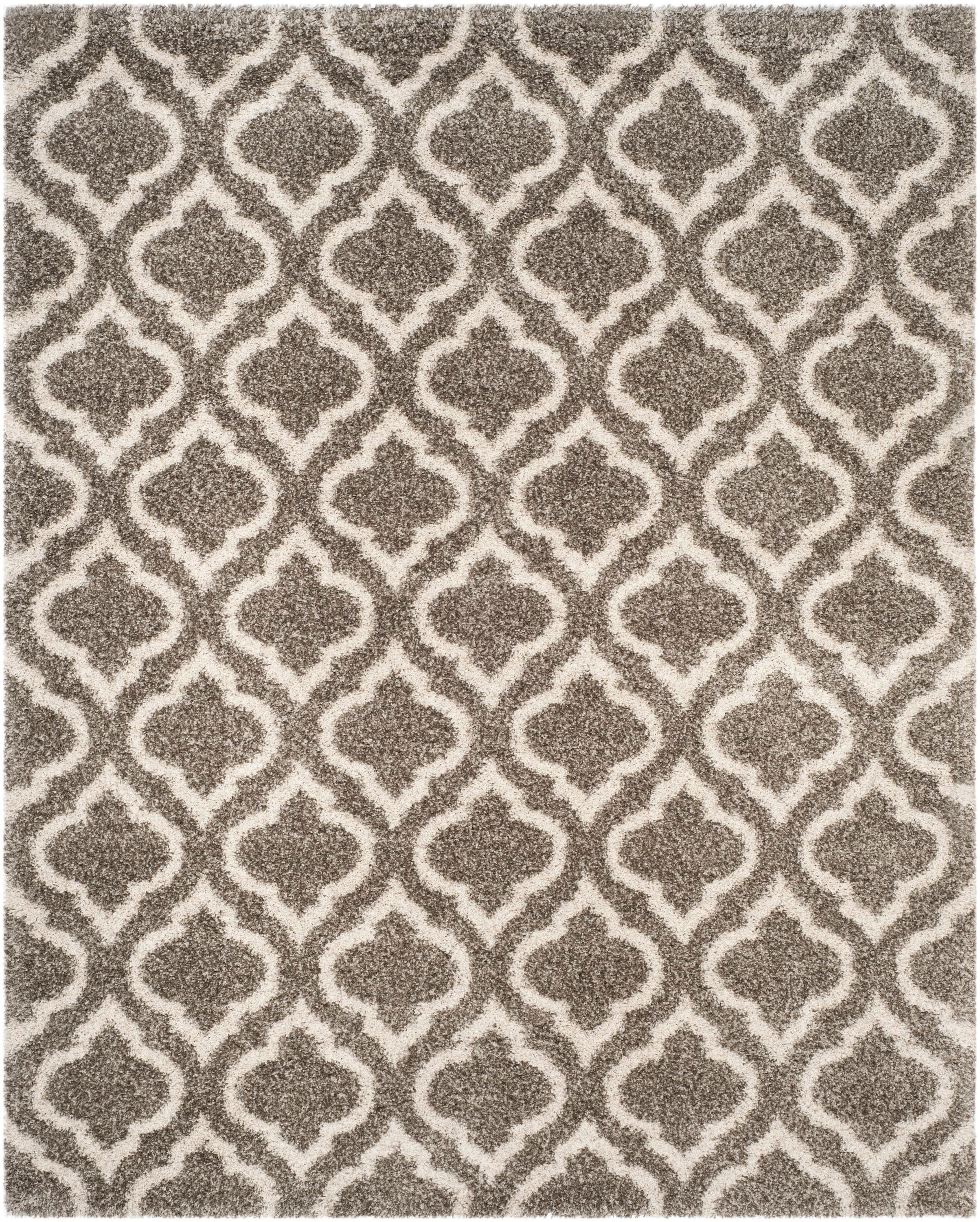 Safavieh SGH284B-9 Hudson Tensas Shag 9 x 12 (ft) Loomed Polypropylene Gray/Ivory Rectangular Indoor Trellis Area rug