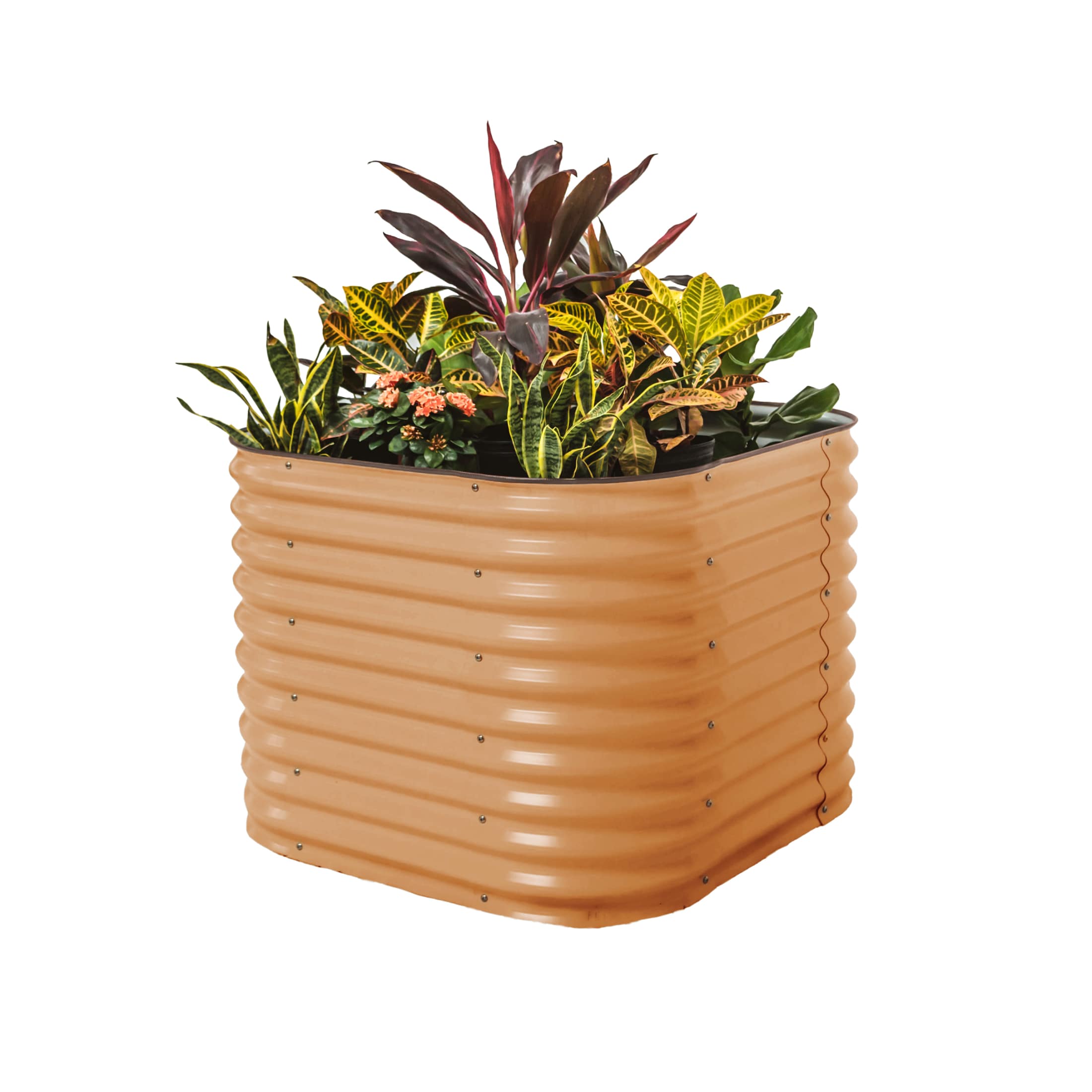 Vego Garden VB4N132TC 33-cu ft 42-in W x 42-in L x 32-in H Terra Cotta Galvanized Metal Raised Garden Bed
