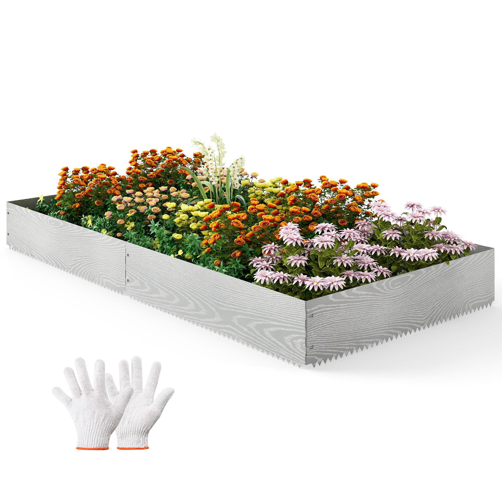 Ayelon 1-cu ft 43.5-in L x 8.5-in H Silver Metal Raised Garden Bed