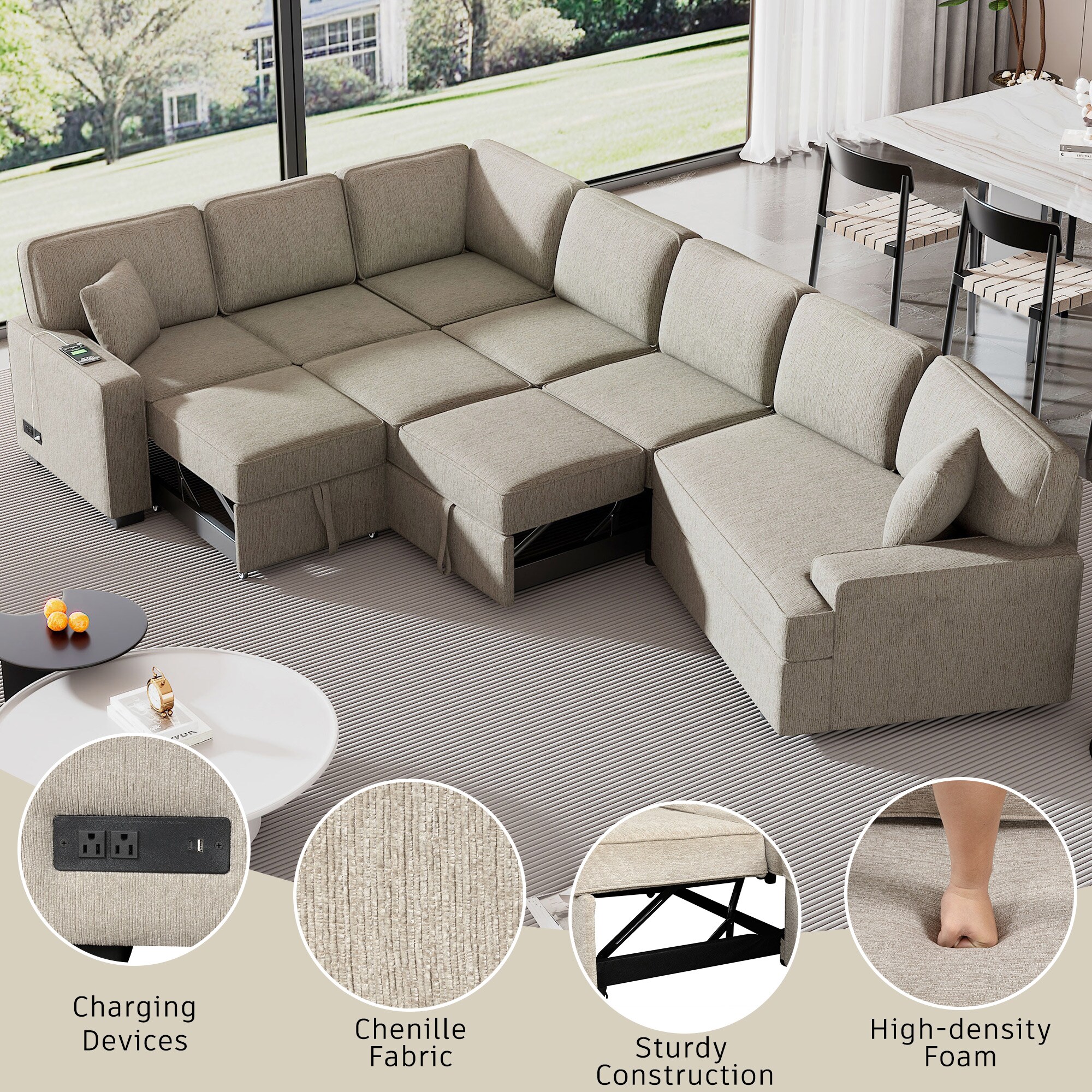 ModernLuxe L-N719S001530A 46-in Modern Beige Faux leather Sofa