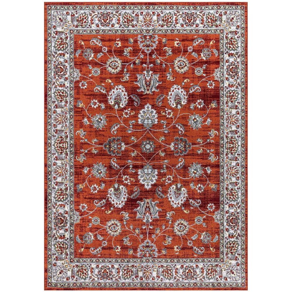 LNC ZBVFYZLWS6515N6 Clea Choice 5 x 7 (ft) Frieze Polypropylene Red Rectangular Floral/Botanical Oriental Spot clean with mild detergent Area rug