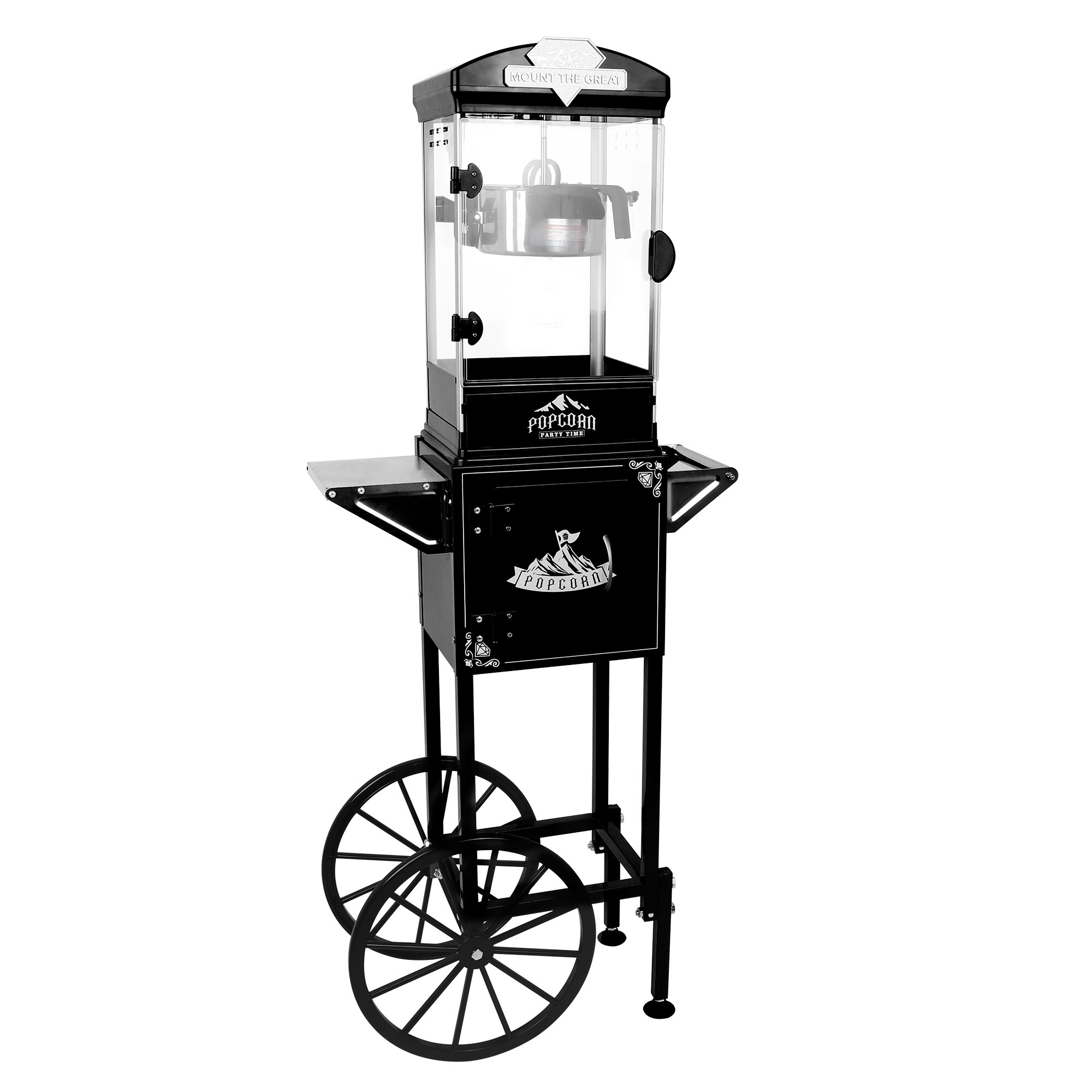 Boyel Living BL-NF22118 Popcorn Machine with Cart Wheels 10 Oz Kettle Popcorn Maker with 3 Plastic Spoons for Home Theater Black