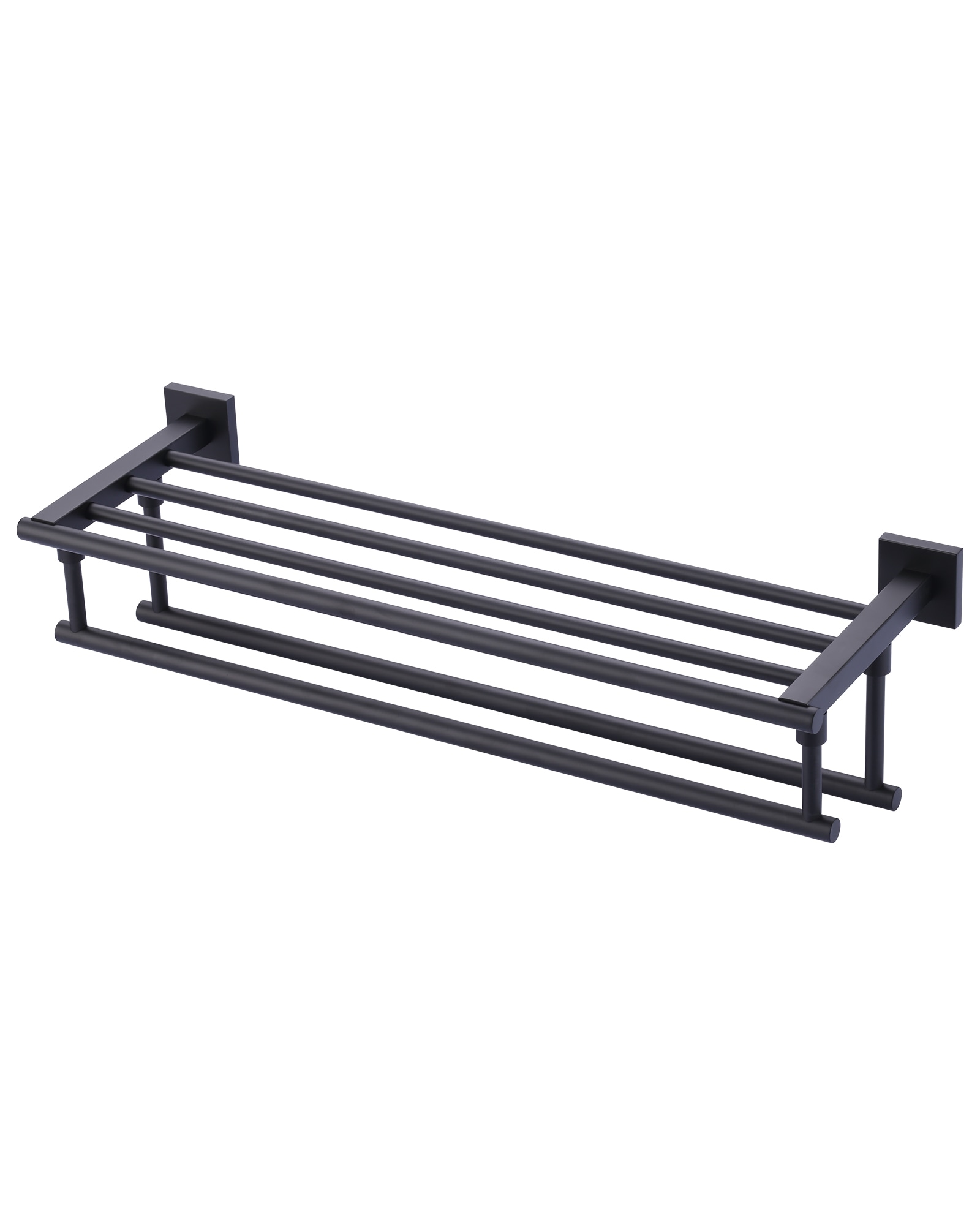 WOWOW 4050102B 24-in double Matte Black Wall mount Double Towel Bar