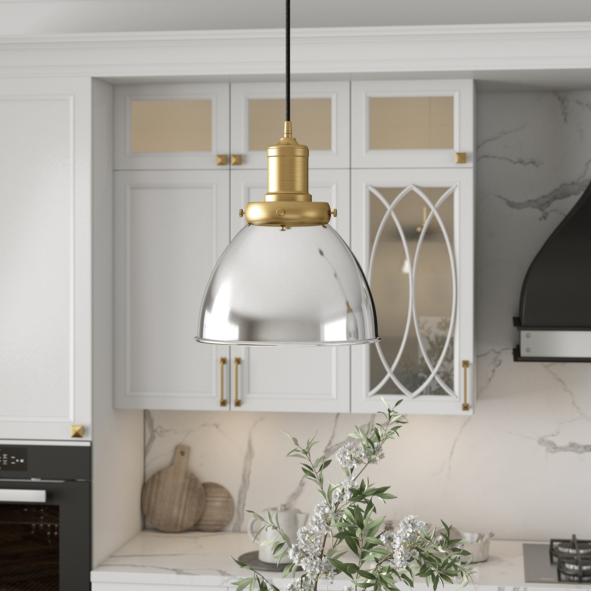Hailey Home PD1064 Madison Polished Nickel Transitional Drum Mini Hanging Pendant light