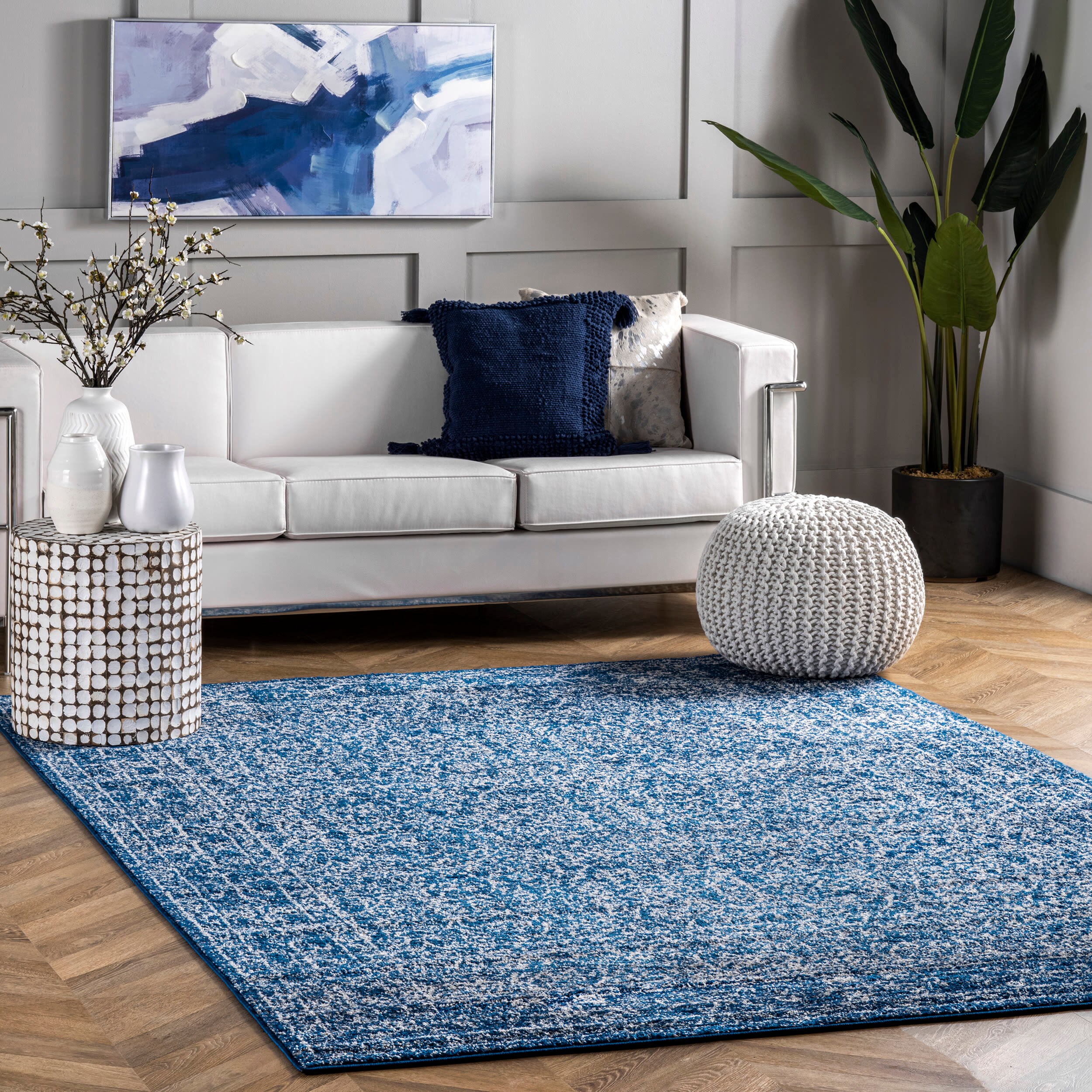 nuLOOM RZBD22A-6709 6 x 9 (ft) Loomed Polypropylene Dark Blue Rectangular Indoor Distressed/Overdyed Vintage Area rug