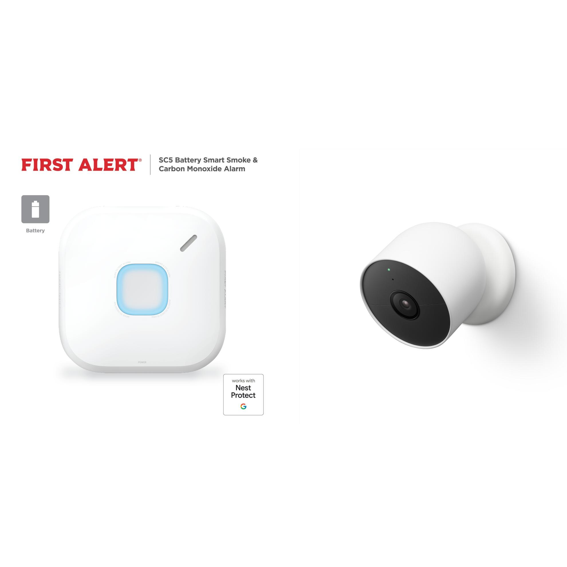 First Alert Battery-operated Smart Combo Alarm & Google Nest Outdoor Camera