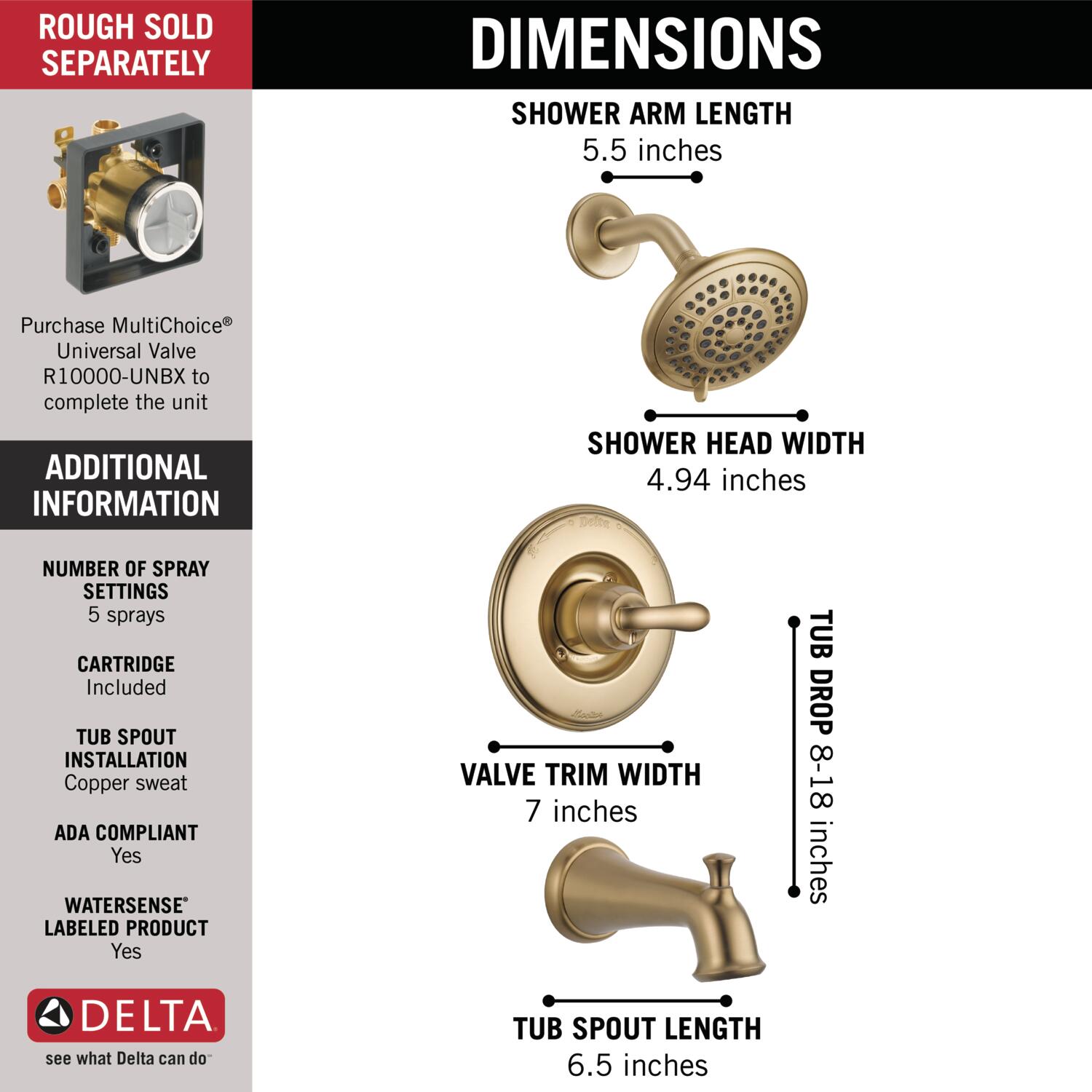 Delta T14494-CZ Tub-Shower-Faucets - View #3
