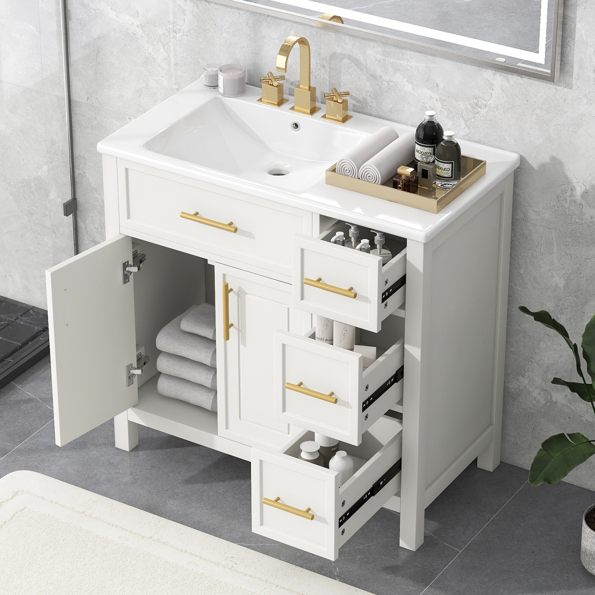 Tahanbath 36 Inches Bathroom Vanity with Sink Top Bathroom Vanity ...