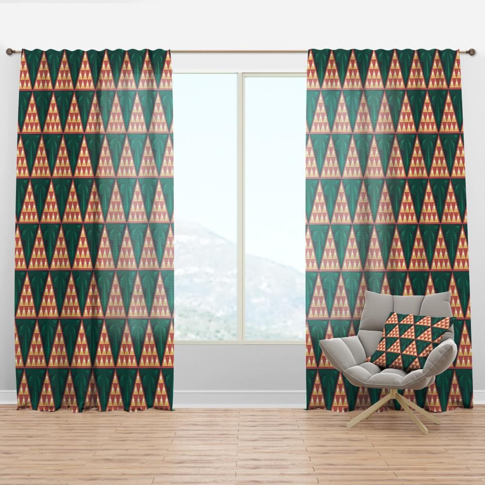 Designart CTN24620-52-120 120-in Green Geometric Room darkening Thermal lined Rod pocket Single curtain panel