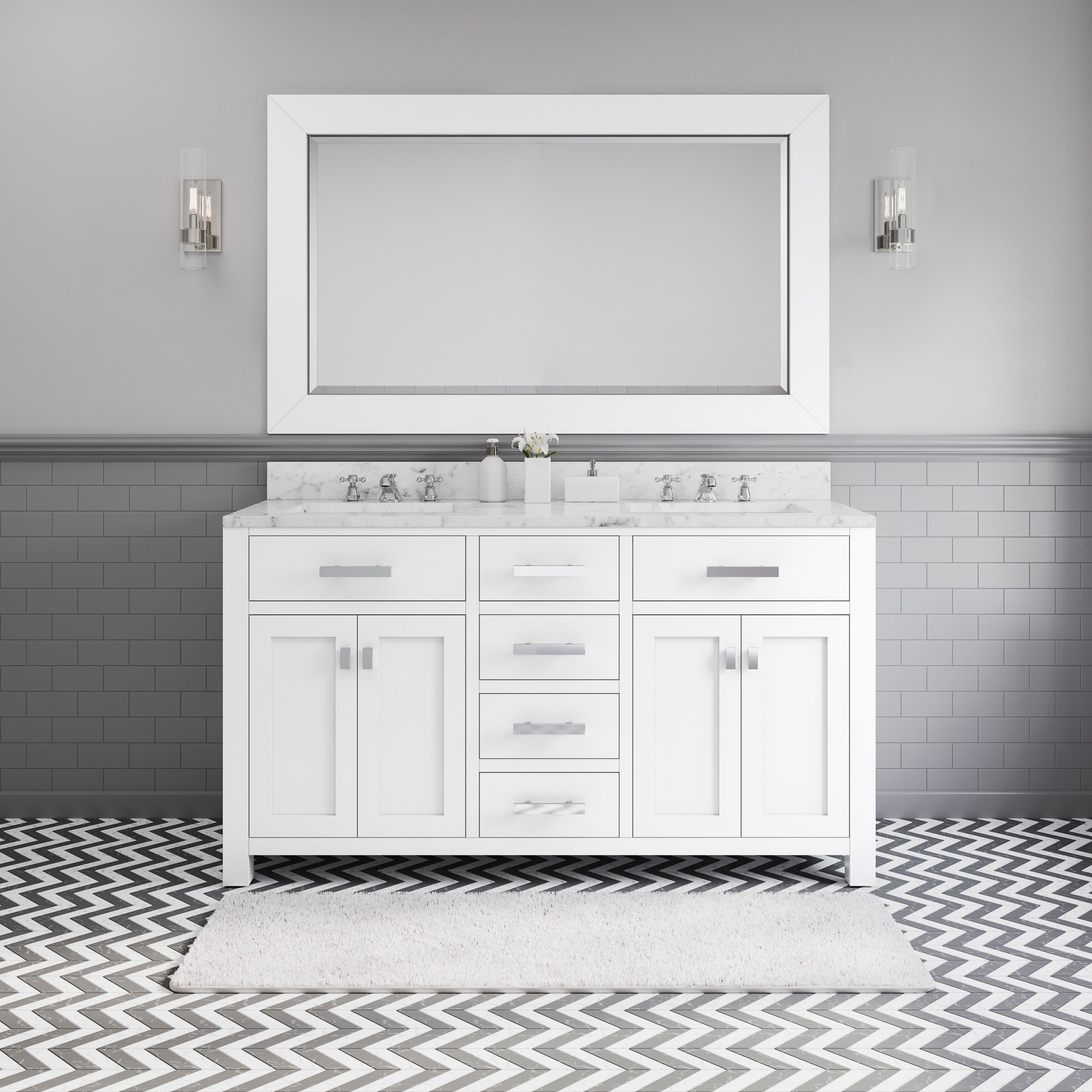 Furniture of America Crossroads White Vanity Table with 1 Mirror