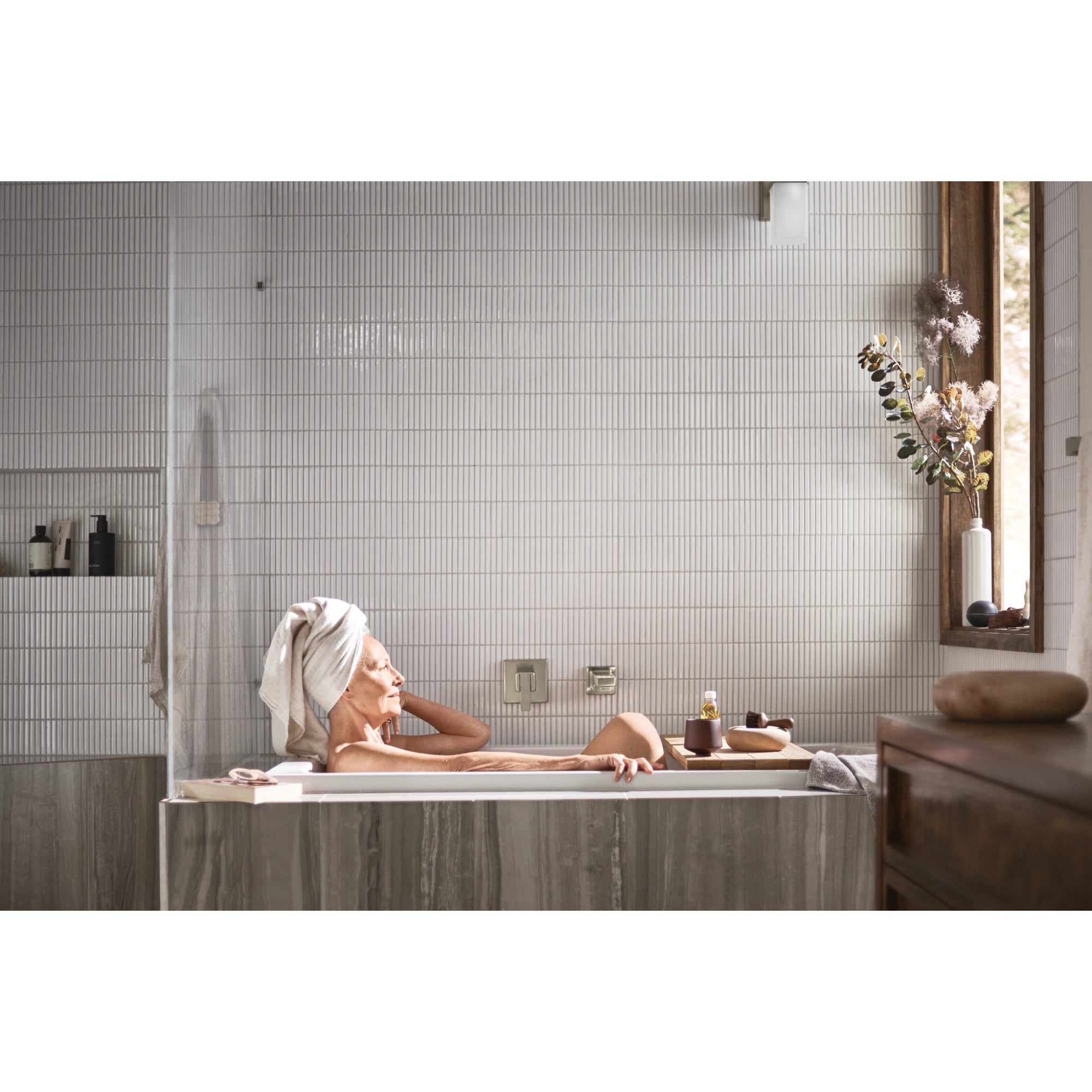 Sleek 90 Degree Brushed Nickel Wall-Mount Tub Filler with Single Handle