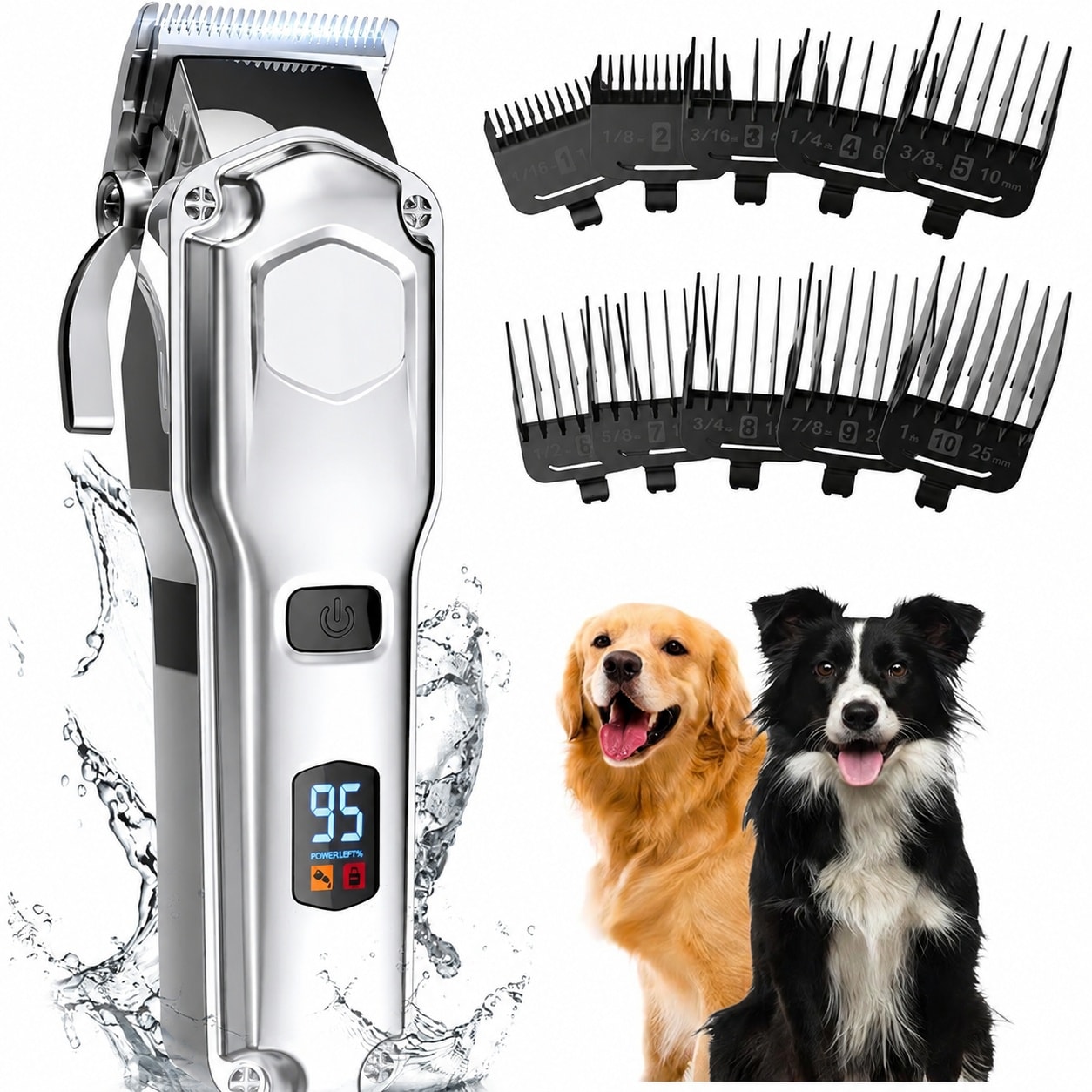 LILILIAN FMY  Dog Clippers for Grooming Thick Heavy Coats renewable power Cordless Pet Shaver with Stainless Steel Blade Waterproof Design