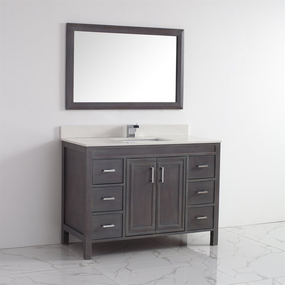 Spa Bathe Cora French gray Single Sink Vanity with Off-white/grey veins ...