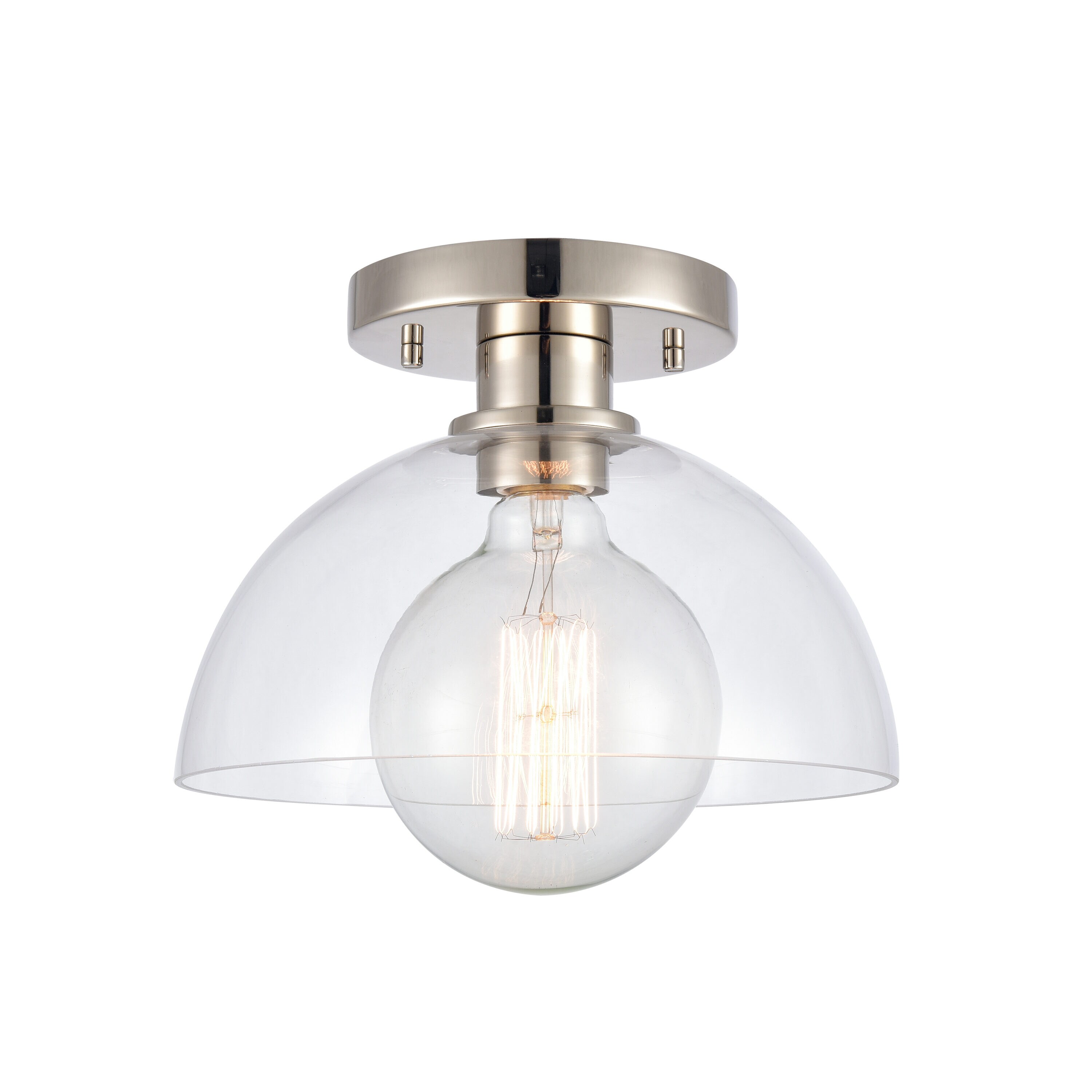 Westmore by ELK Lighting LW-202302010263 Spruce 1 -Light 10-in Polished Nickel Semi Flush Mount Light