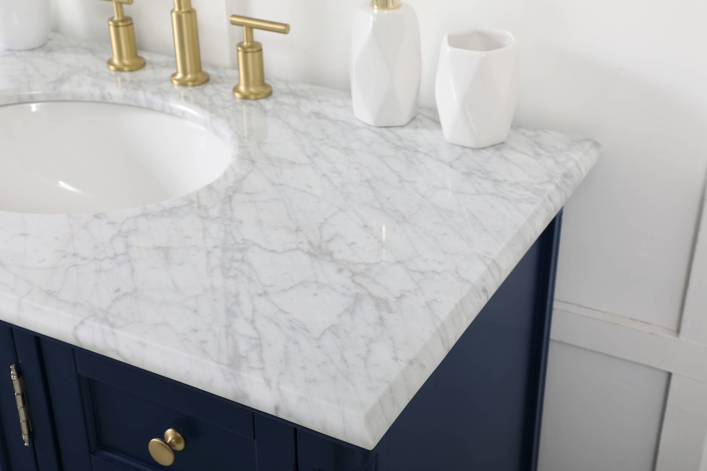 Rhodes 42" Blue Solid Wood Single Bathroom Vanity with Marble Top
